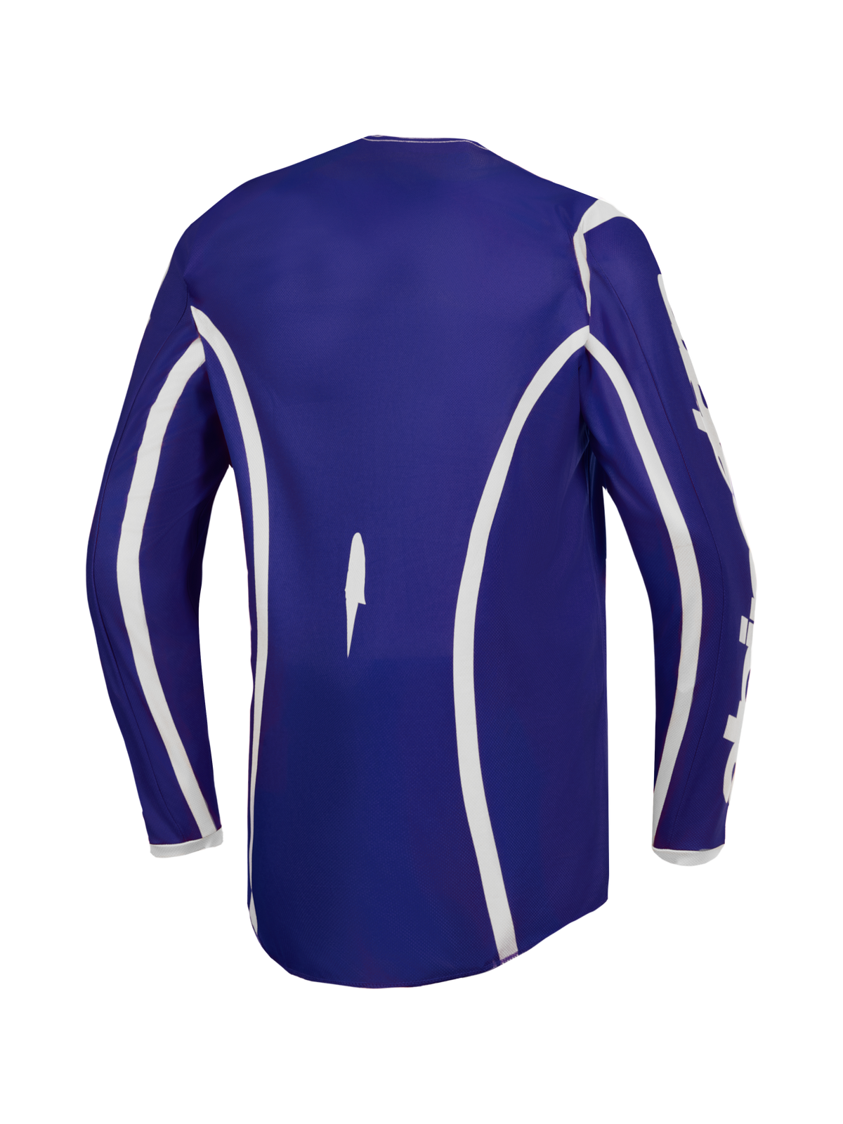 Alpinestars maglia Fluid Apex V2, maglia da motocross per uomo blu e bianca, vista posteriore con bordo allungato