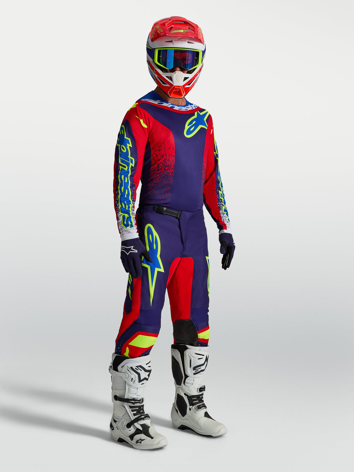 Alpinestars Maglia Fluid Drag, maglia da motocross da uomo, blu navy e rossa, in materiale traspirante per off-road.