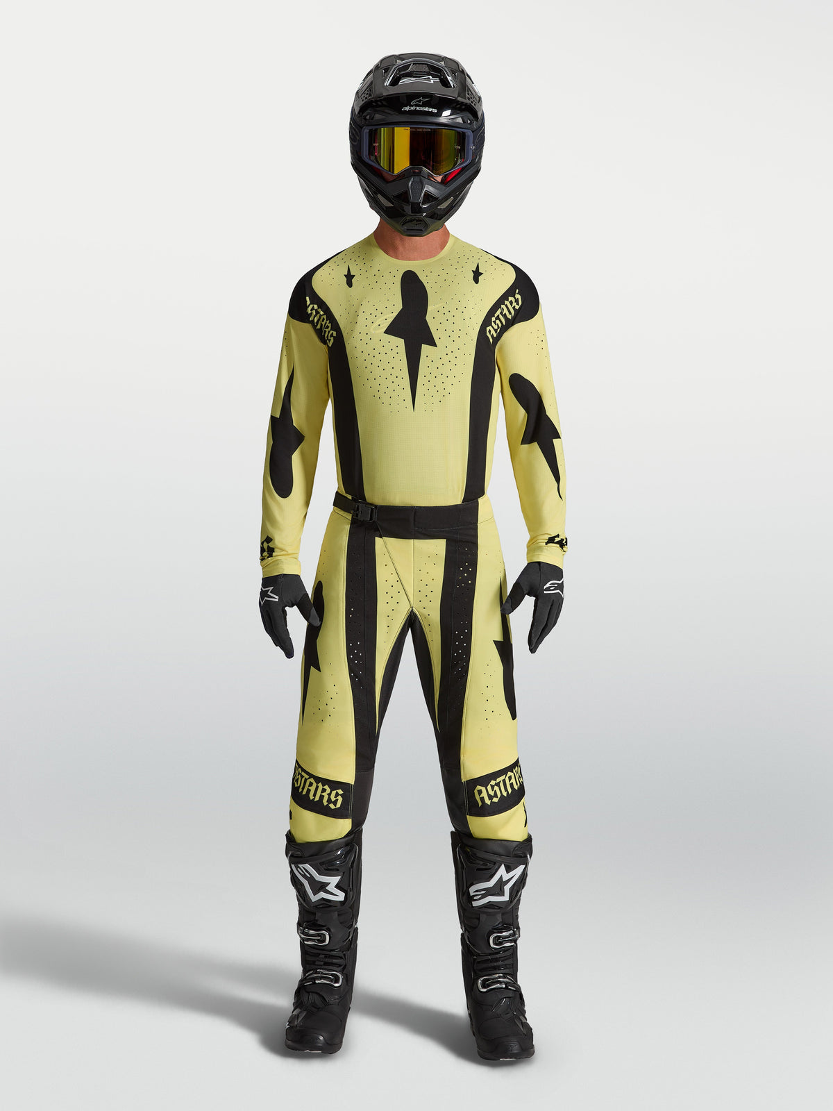 Alpinestars Maglia Techstar Atrox, maglia motocross da uomo gialla e nera con vestibilità racing e ventilazione laser