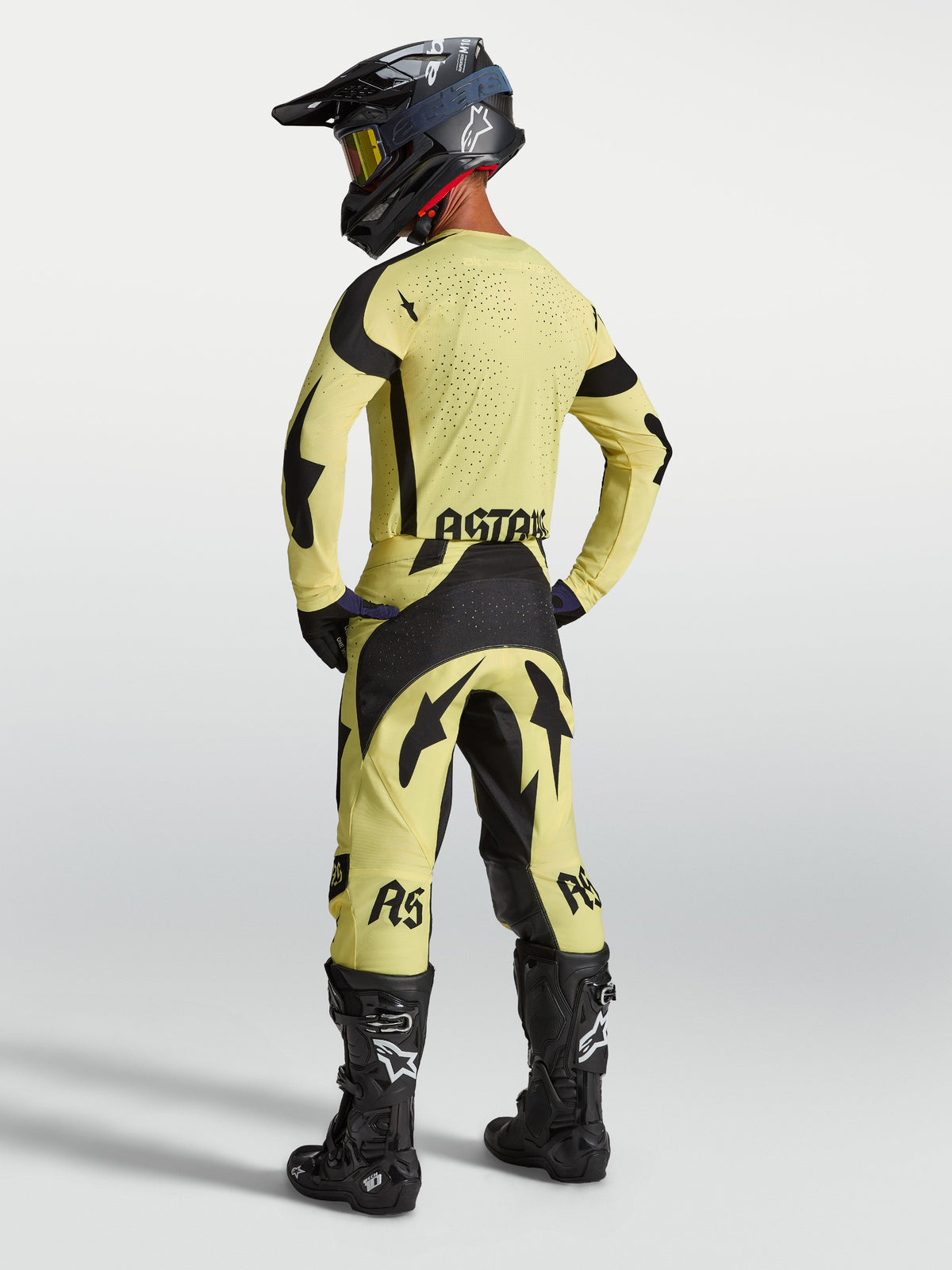 Maglia Techstar Atrox, maglia da motocross da uomo, giallo e nero, vista posteriore con fori di ventilazione laser