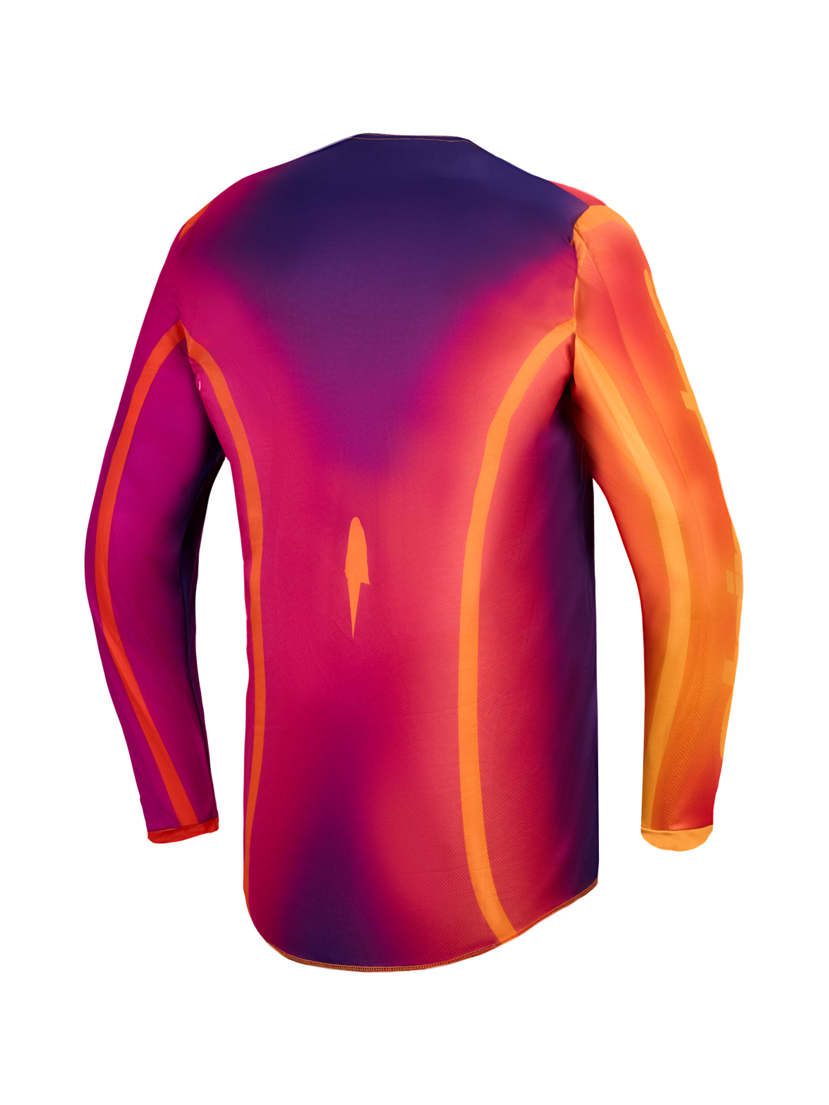 Alpinestars Maglia Fluid Kepler, maglia da motocross da uomo, viola e arancione, vista posteriore con taglio allungato, in poliestere traspirante per off-road