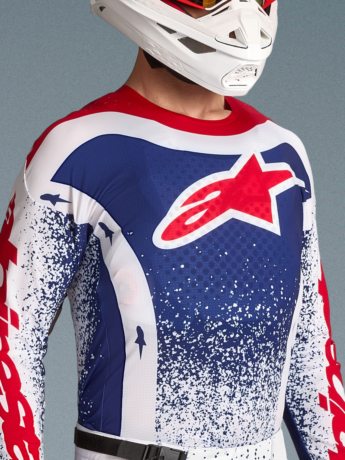 Alpinestars Techstar Unity Maglia, maglia da motocross uomo, rossa, bianca e blu, edizione limitata, vestibilità ventilata