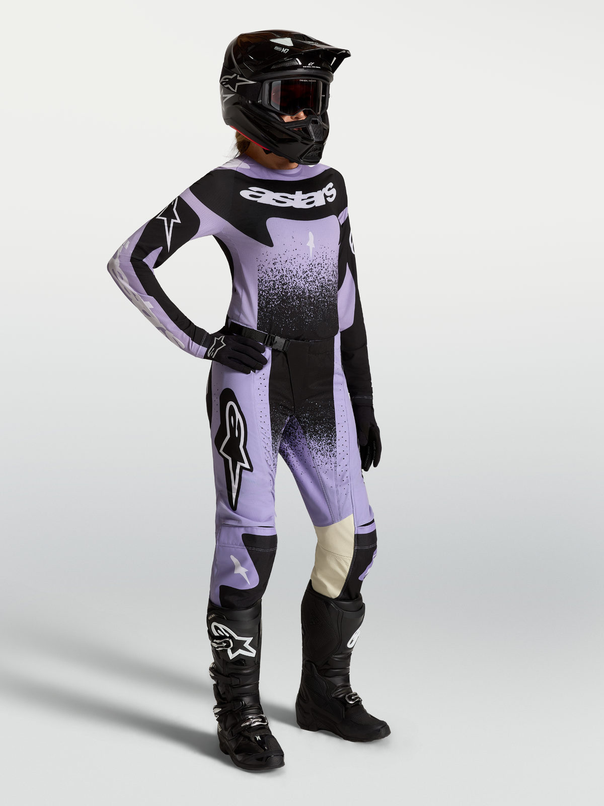 Alpinestars Pantaloni Stella Techstar Swan, pantaloni da motocross per donna, viola e neri, costruzione in tessuto tecnico resistente, ideali per gare off-road