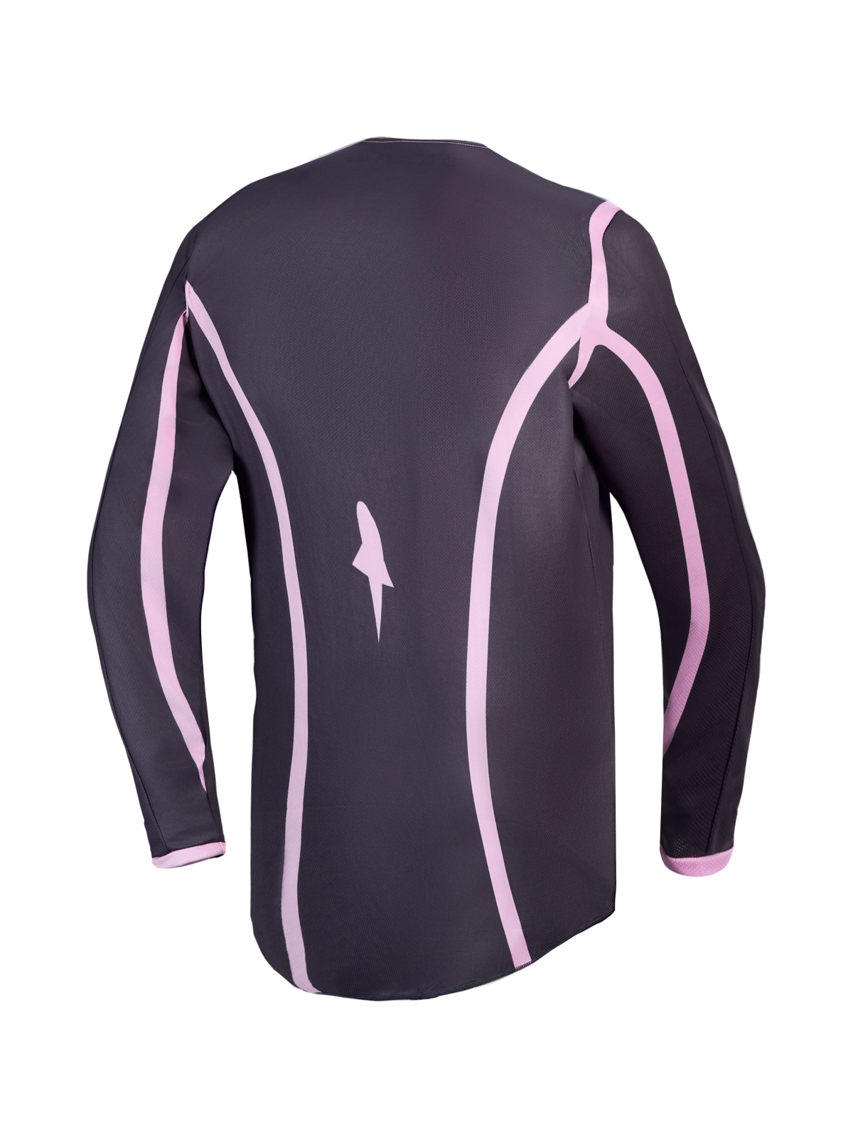 Alpinestars maglia Stella Fluid Apex V2, maglia da motocross da donna, grigio e rosa, vista posteriore con taglio allungato.