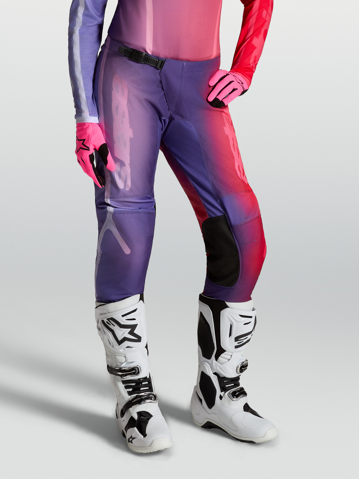 Alpinestars Pantaloni Stella Fluid Kepler, pantaloni motocross da donna, viola e rosa, costruzione resistente 600D per off-road