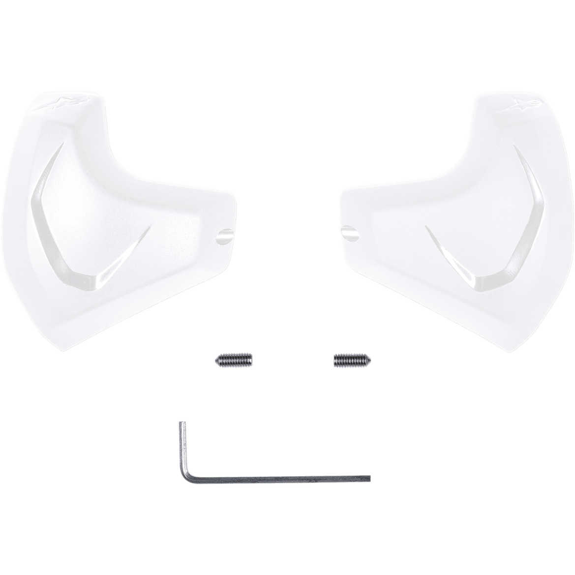 Alpinestars Elbow Sliders, bianchi, set di cursori di ricambio per gomiti con due inserti in poliuretano, viti di montaggio e chiave esagonale, forma anatomica per tute da moto racing