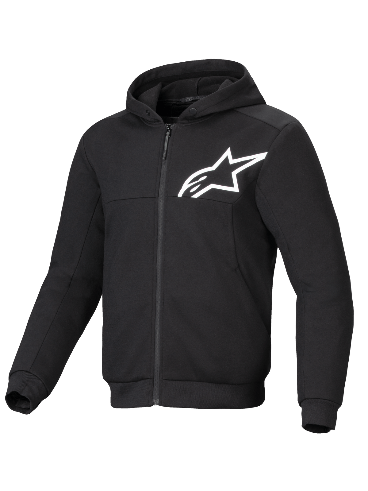 Alpinestars Felpa Chrome V2 Sport, giacca moto urban uomo, nero e bianco, pile tecnico con rinforzi aramidici, certificata CE