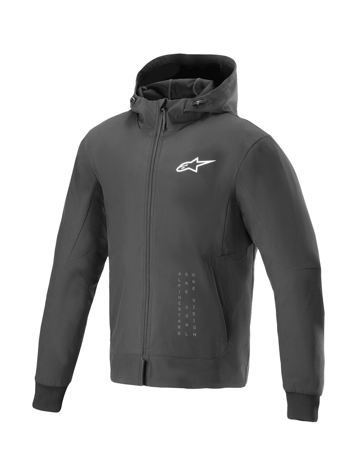 Alpinestars felpa con cappuccio Radium Tech, giacca moto urban da uomo, nera e bianca, in tessuto 3L antivento Tech-Air Ready.