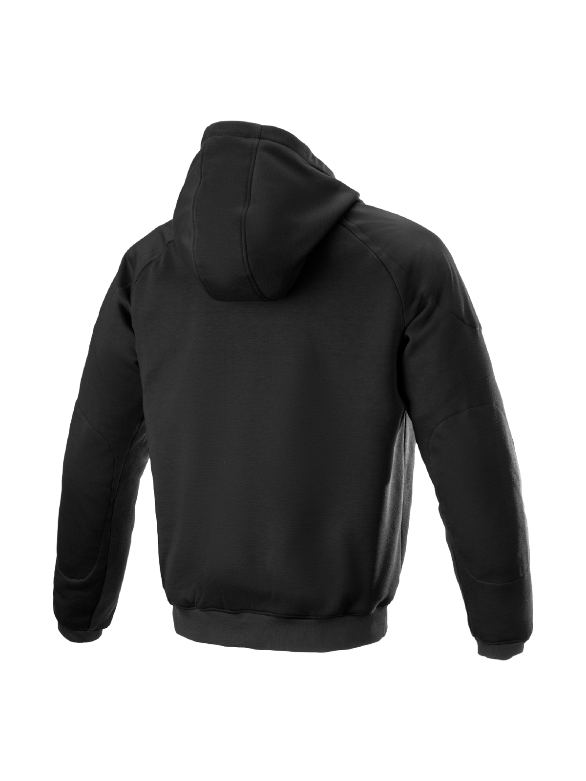 Alpinestars Felpa con cappuccio Ageless, giacca da moto urbana da uomo, tessuto nero con protezioni interne, vista posteriore.