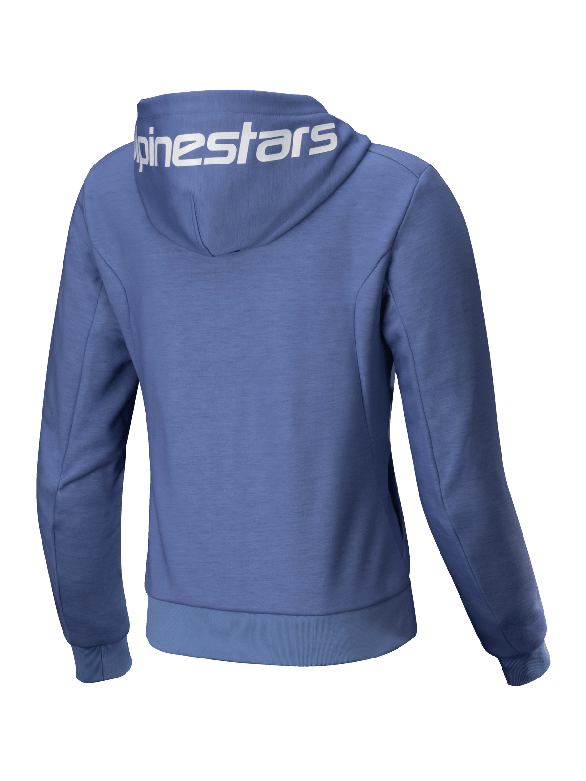 Alpinestars Stella Chrome V2 Sport Hoodie, felpa da moto da donna blu, in pile tecnico con logo bianco sul cappuccio.