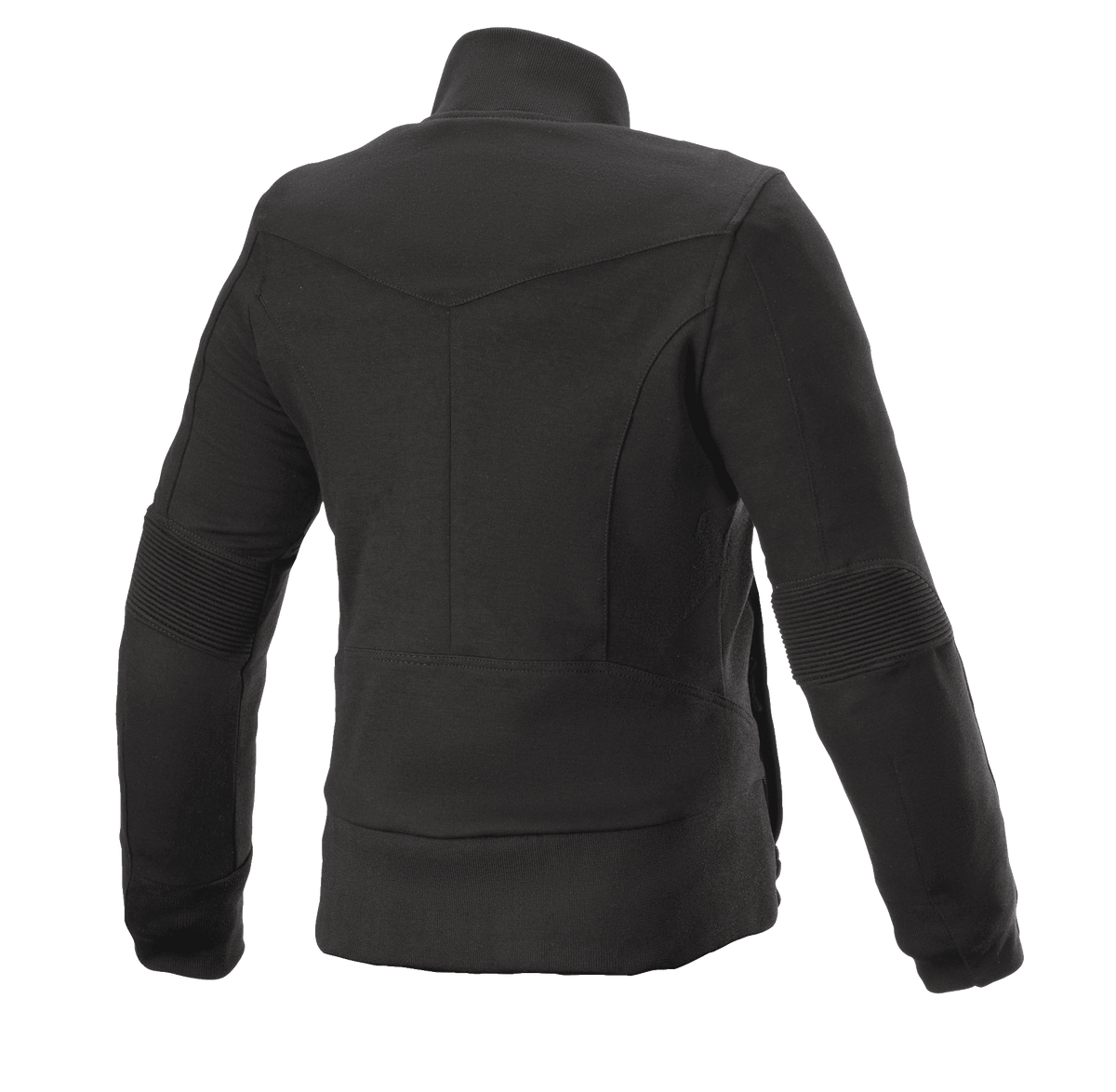 Alpinestars Women's Banshee Fleece, giacca da moto da donna, nero, vista posteriore, costruzione in pile casual con pannelli a costine sui gomiti e bordo inferiore, design profilato anatomicamente
