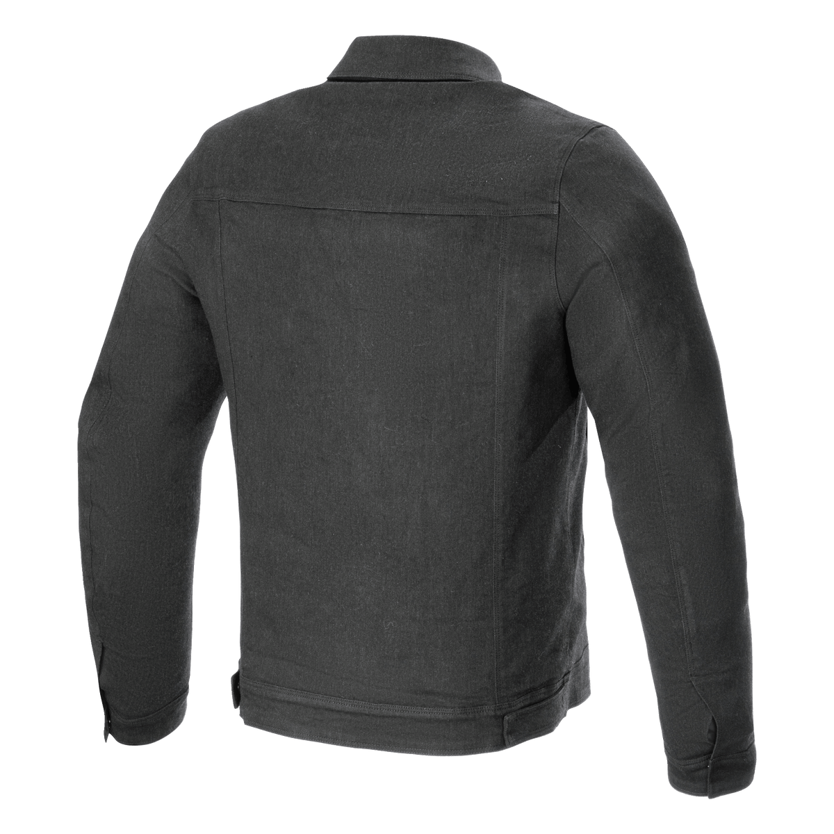 Giacca Alpinestars Garage, vista posteriore, Smoke Gray, giacca da moto in denim stile urbano, con carré posteriore orizzontale e dettagli di cucitura verticali, stile ispirato all'abbigliamento da lavoro per la guida su strada