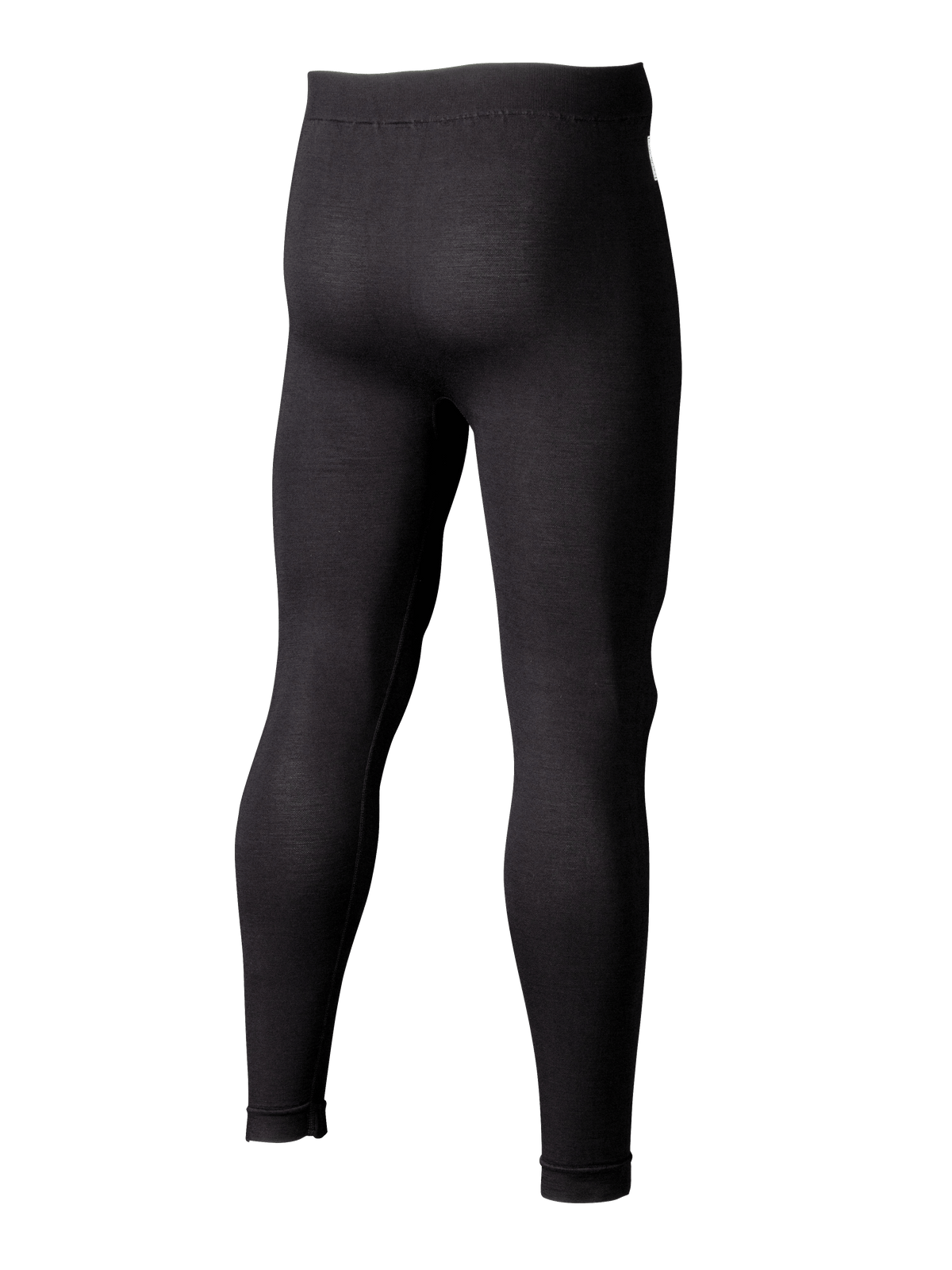 Alpinestars ZX Evo V3 Bottom, pantaloni intimo tecnico per auto racing, nero, vista posteriore a 3/4 che mostra leggings aderenti resistenti alle fiamme, costruzione in rete jacquard per traspirabilità nel motorsport