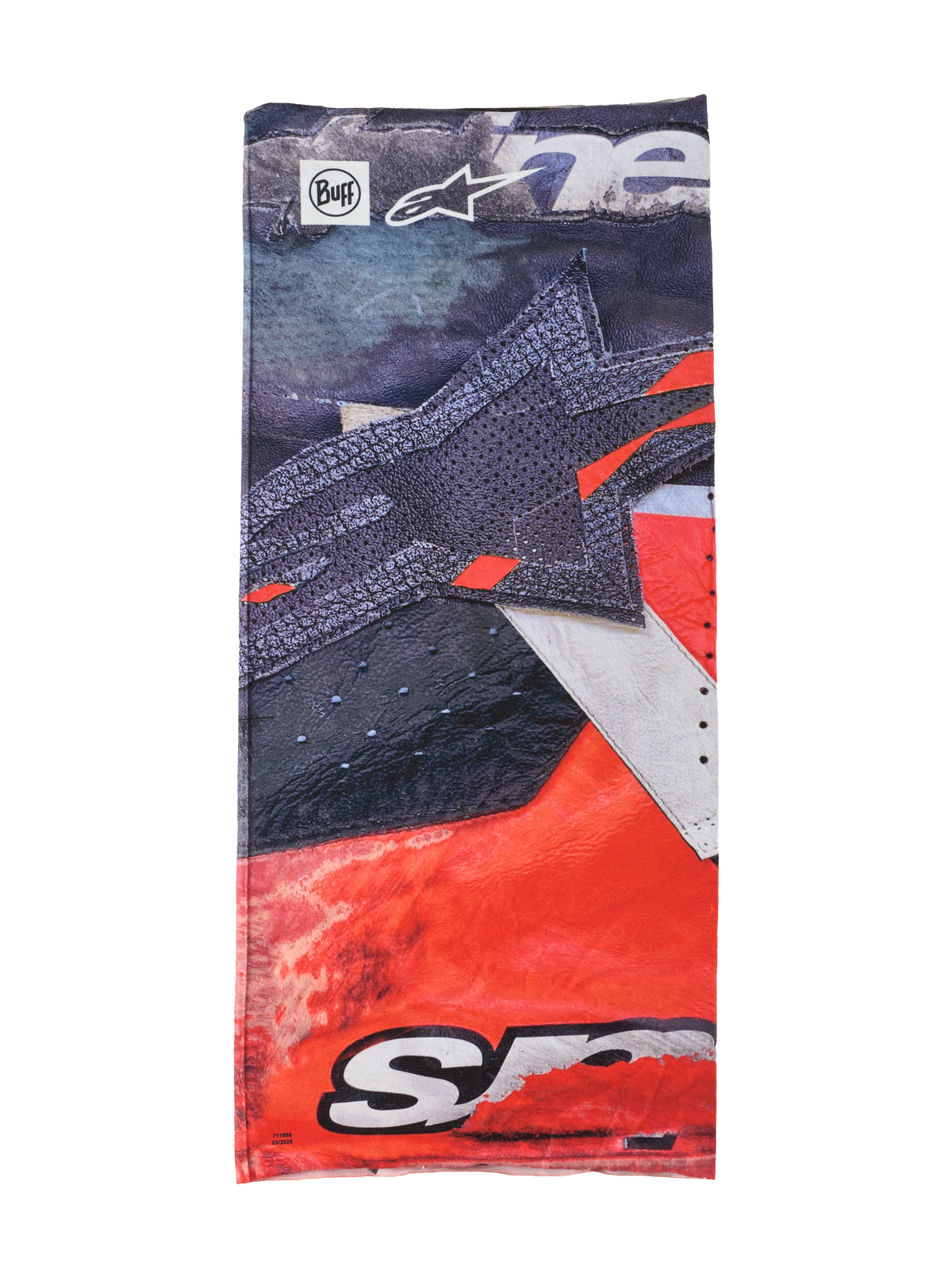 Alpinestars Buff Ignite Neck Tube, scaldacollo multifunzionale, nero e rosso brillante con dettagli bianchi, con grande grafica a stella, loghi Alpinestars e Buff, design sportivo per la guida in moto