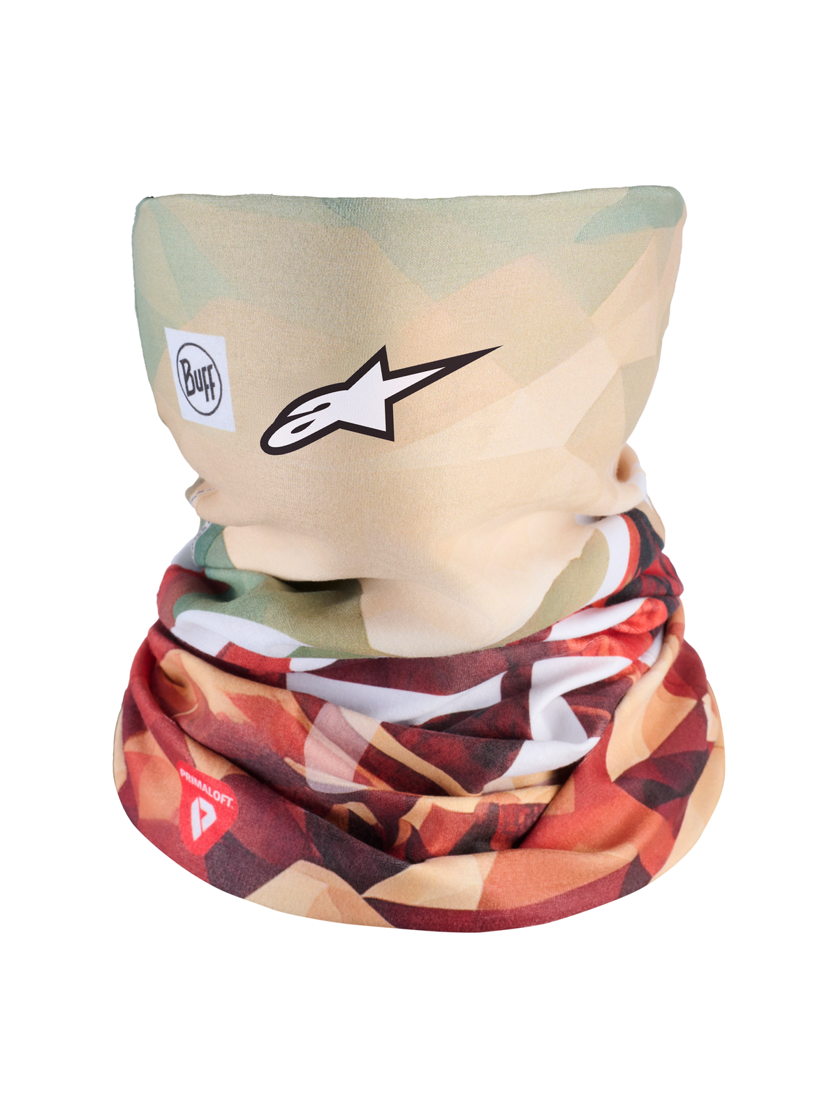 Alpinestars Buff Peaks Primaloft Neck Tube, scaldacollo da moto per climi freddi con isolamento PrimaLoft, marrone terra e rosso