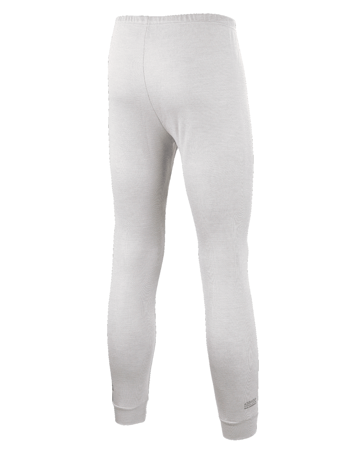 Alpinestars Race V3 Bottom, pantaloni sottotuta per auto da corsa, bianco, vista posteriore con tessuto ignifugo testurizzato, elastico in vita e polsini alle caviglie a costine, progettati per uso professionale nel motorsport