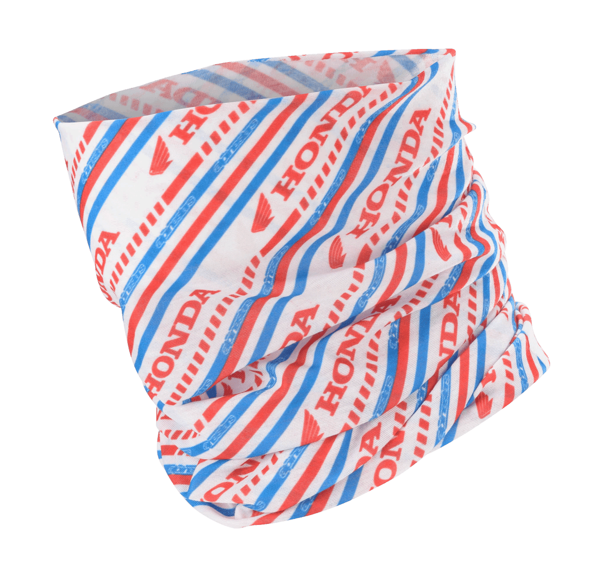 Alpinestars Honda Neck Tube, scaldacollo da moto, bianco, rosso e blu, con strisce diagonali e loghi Honda e Alpinestars, tessuto leggero e setoso per la guida in primavera ed estate