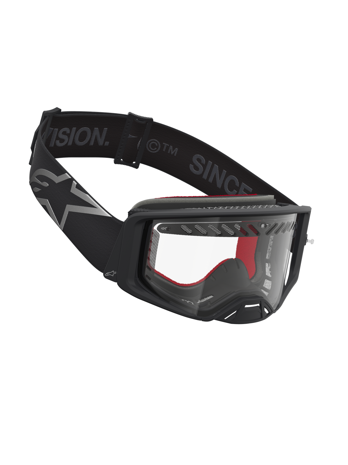 Alpinestars Maschere Supertech Dura Air Fluid, maschere motocross nero e argento con lente in policarbonato trasparente.