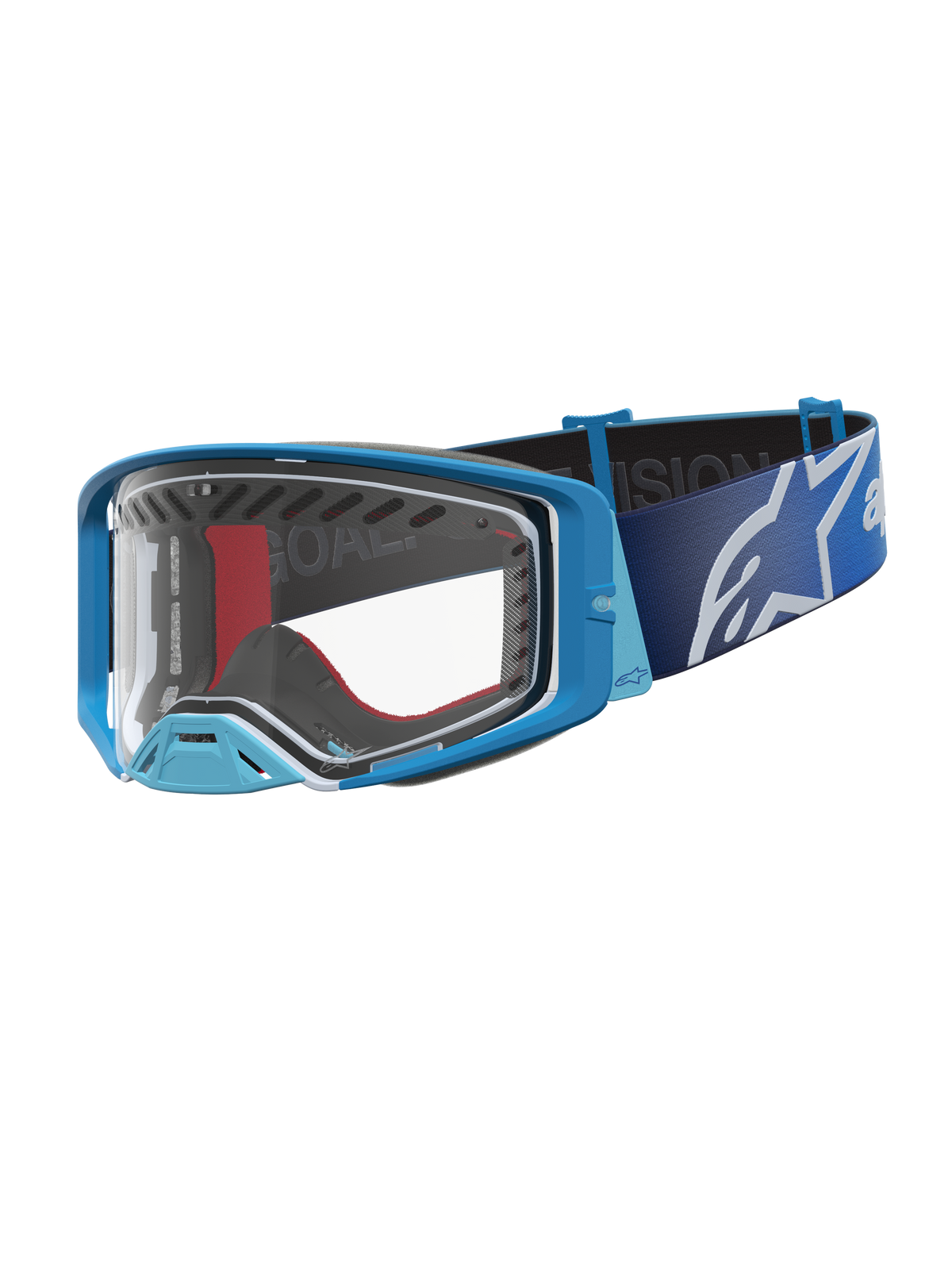 Alpinestars Maschere Supertech Dura Air Fluid, maschere da motocross, blu e argento, lente trasparente, per fuoristrada.