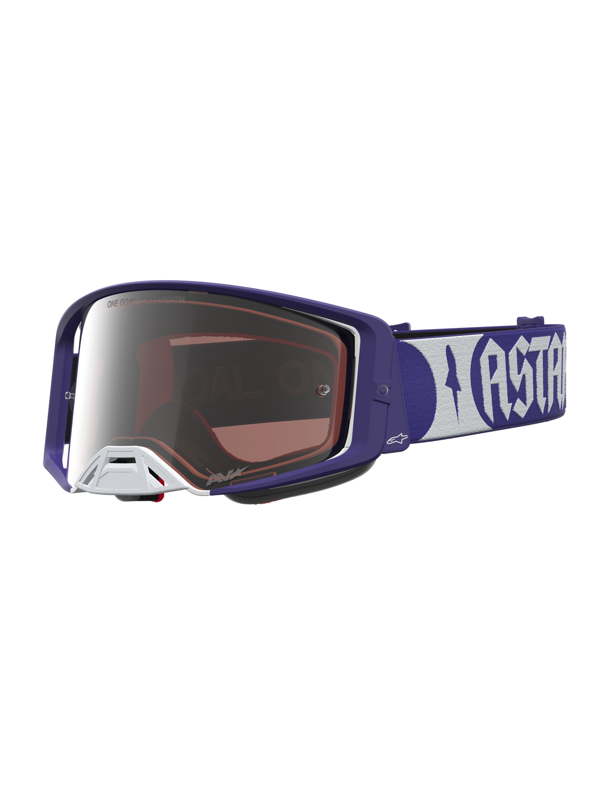 Alpinestars Maschere Supertech Atrox, maschere da motocross racing, blu scuro e bianche, lente argento a specchio, off-road