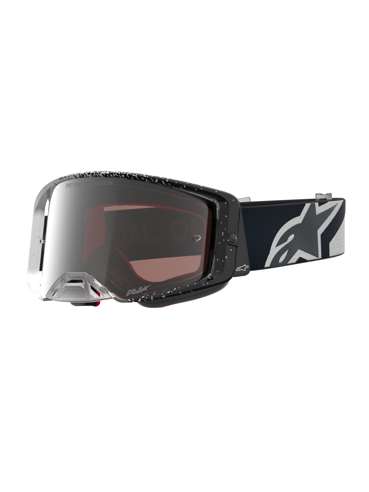 Alpinestars maschere Supertech Hiten per motocross, bianche e nere, lente specchiata argento e ampia visione periferica