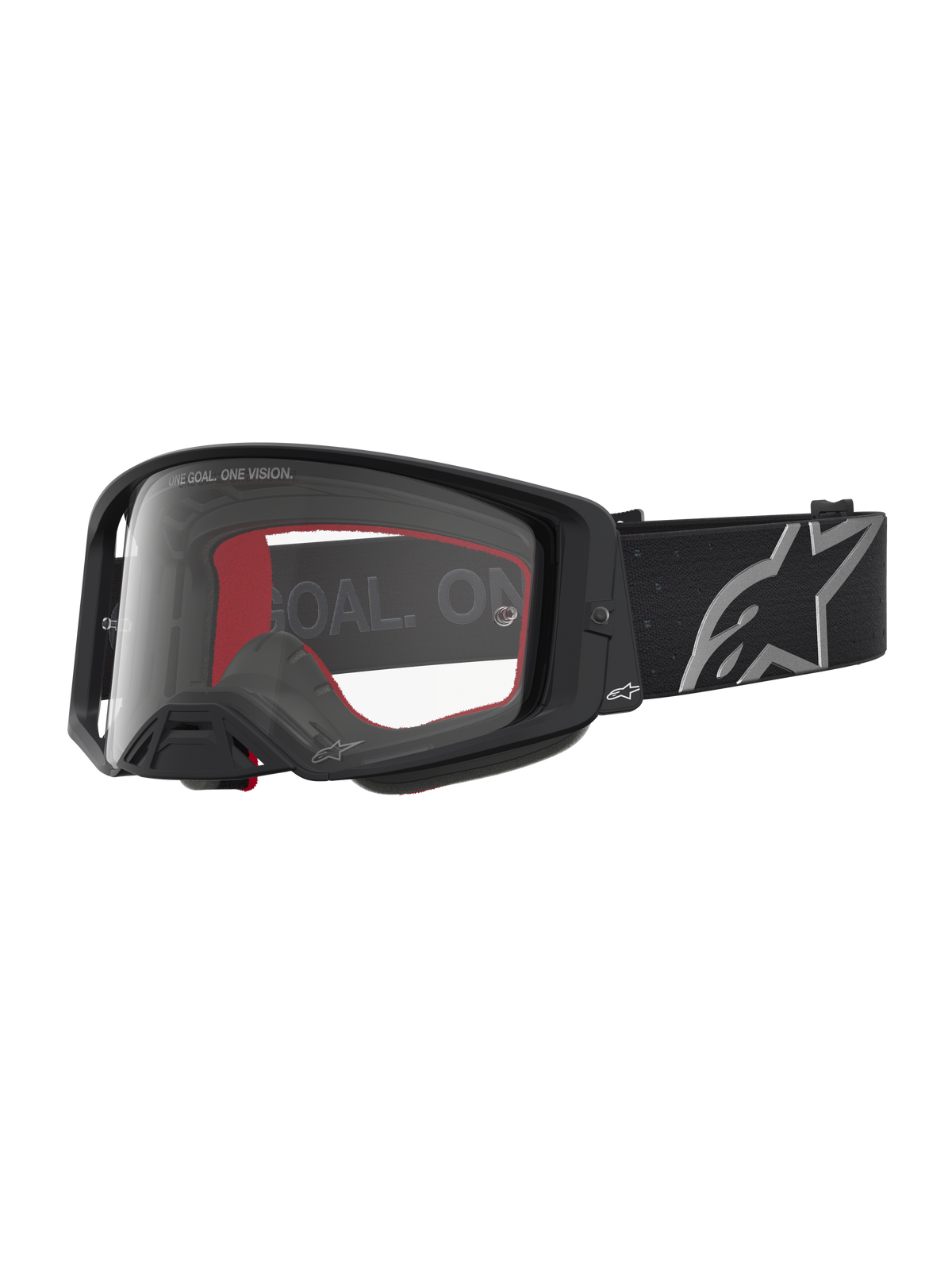 Alpinestars Maschere Supertech Vesta, maschere da motocross off-road, nero opaco e argento, lente trasparente.