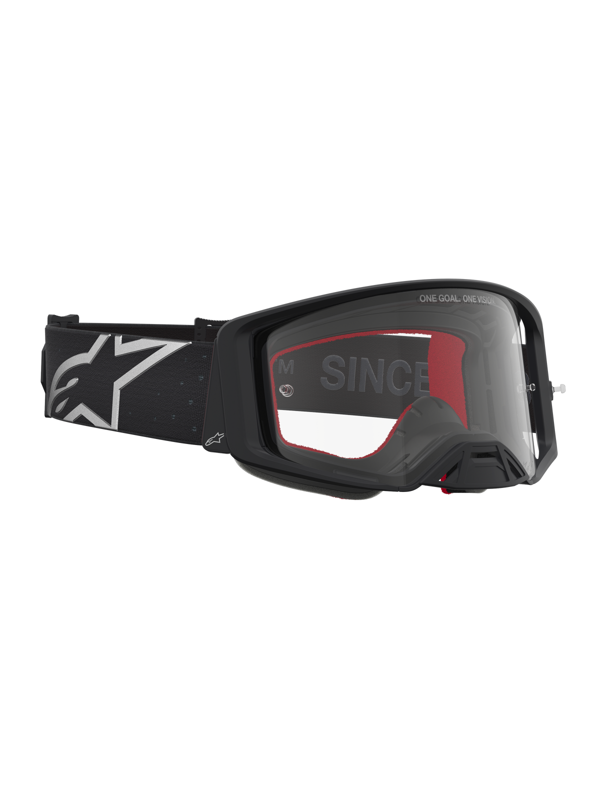 Alpinestars Maschere Supertech Vesta, maschere da motocross per guida off-road, nero opaco e argento, con lente trasparente e montatura leggera