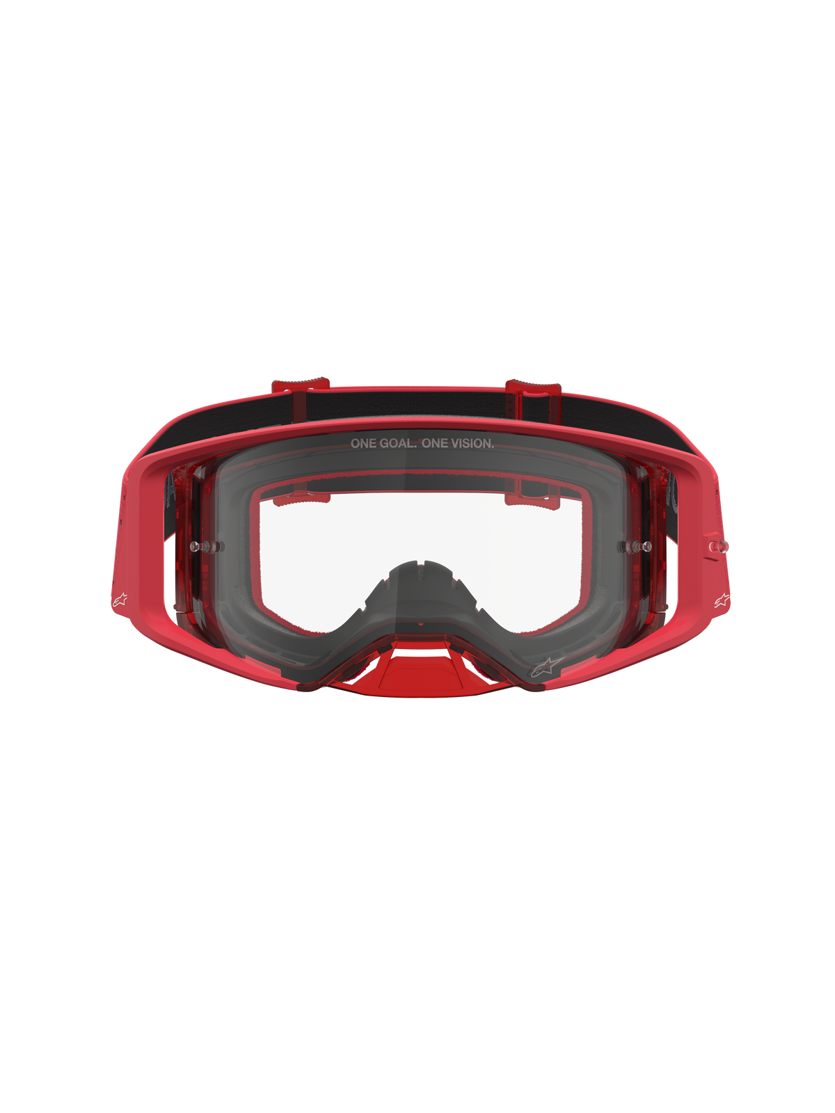 Alpinestars Maschere Supertech Vesta, maschere da motocross rosse con lente trasparente, telaio stampato a iniezione e ampia visione periferica.