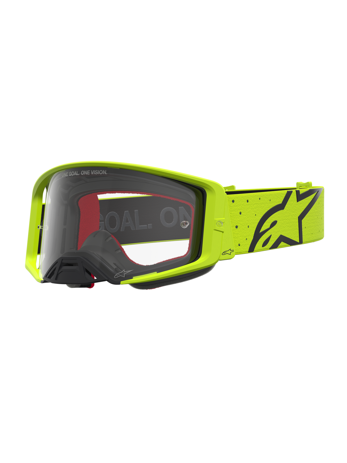 Alpinestars maschere Supertech Vesta, maschere da motocross professionali, giallo fluo e nero, lente trasparente per prestazioni elevate, ideali per motocross e supercross.