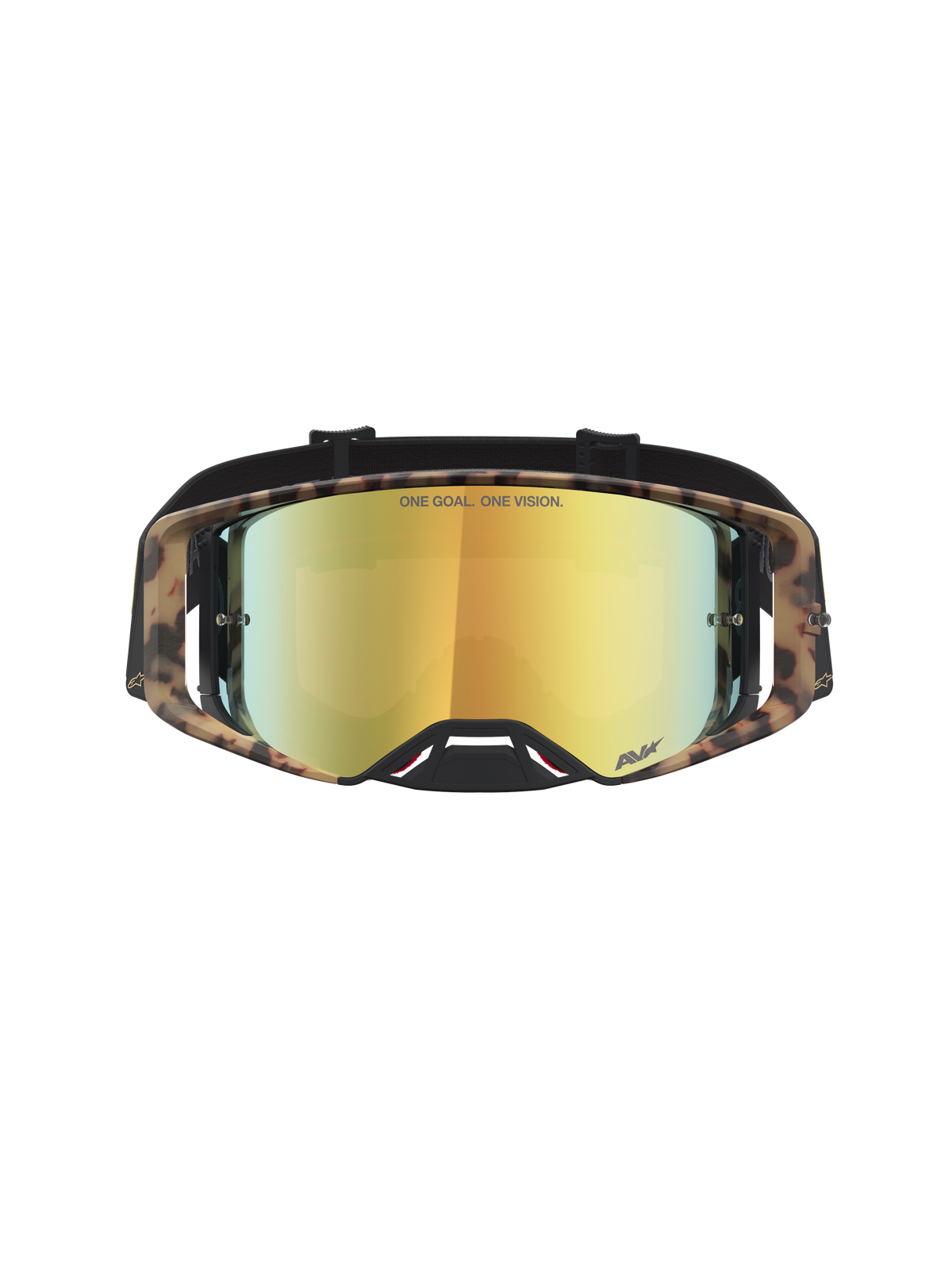 Alpinestars Maschere Supertech Zona Le, maschere da motocross nere e marroni con lente specchiata oro, elevata chiarezza ottica e design della montatura testato in campionato