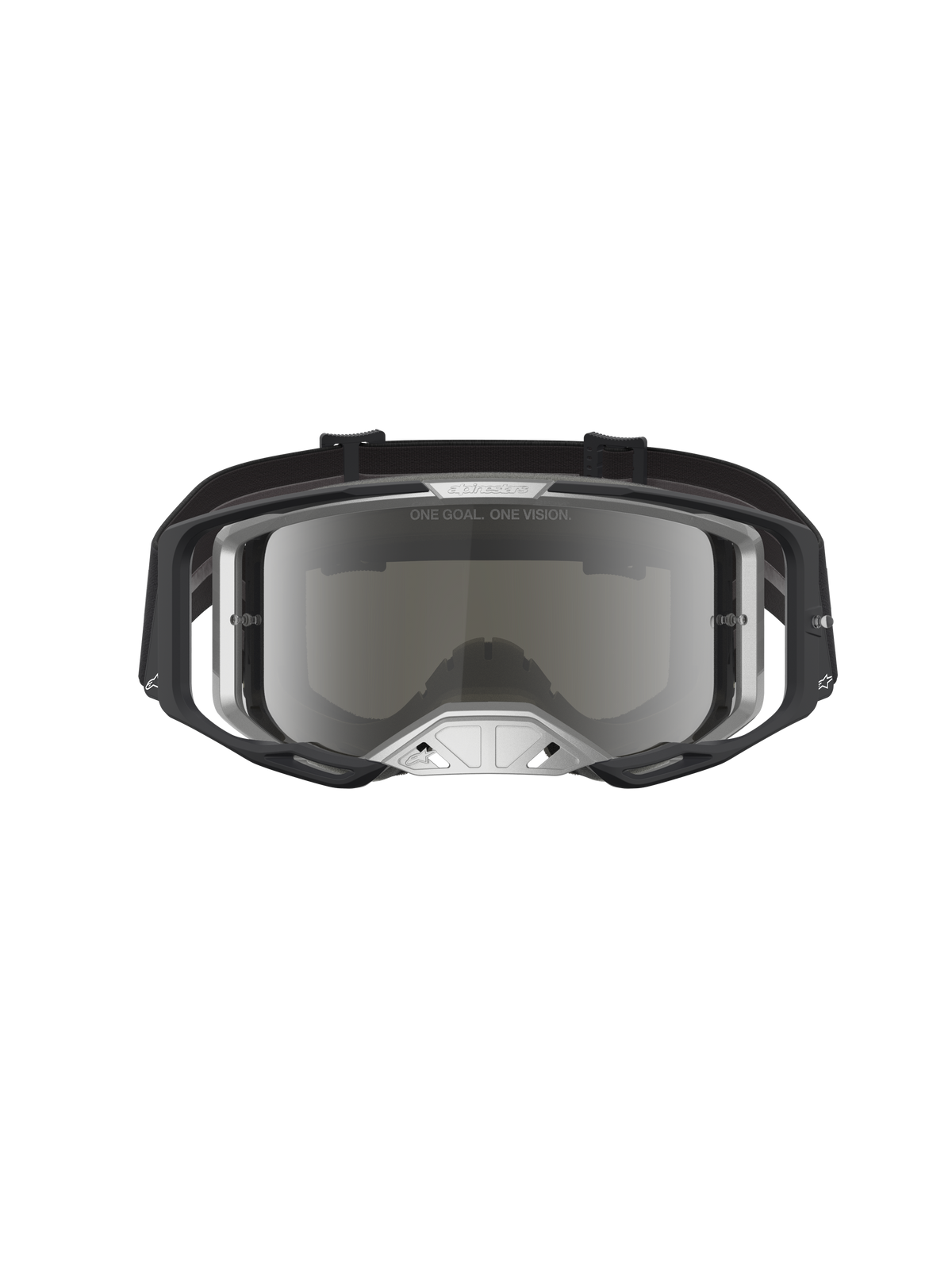Alpinestars Maschere Vision 8 Ambra Specchiata, maschere da motocross, nero e argento, lente a specchio e telaio A-FLEX.