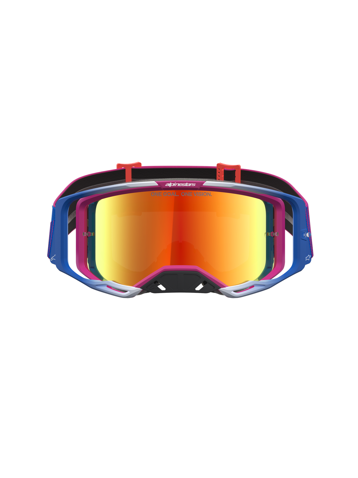 Alpinestars Maschere Vision 8 Maven, maschere da motocross con lente a specchio rossa e telaio A-FLEX, rosso e nero.