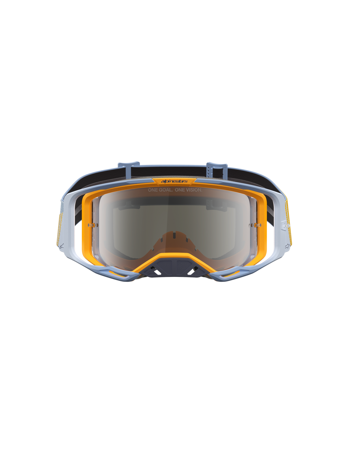 Alpinestars Maschere Vision 8 Maven, maschere da motocross blu e arancione con lente a specchio argento e sistema RAM-AIR