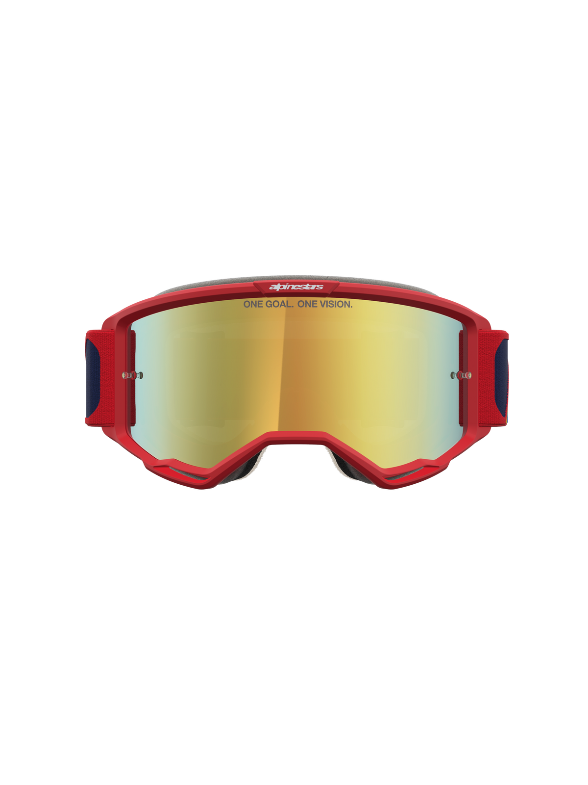 Alpinestars Maschere Vision 5 Drag, maschere da motocross, rosso e oro, montatura A-FLEX con ventilazione RAM-AIR e lente a specchio dorata, ideale per off-road e MX