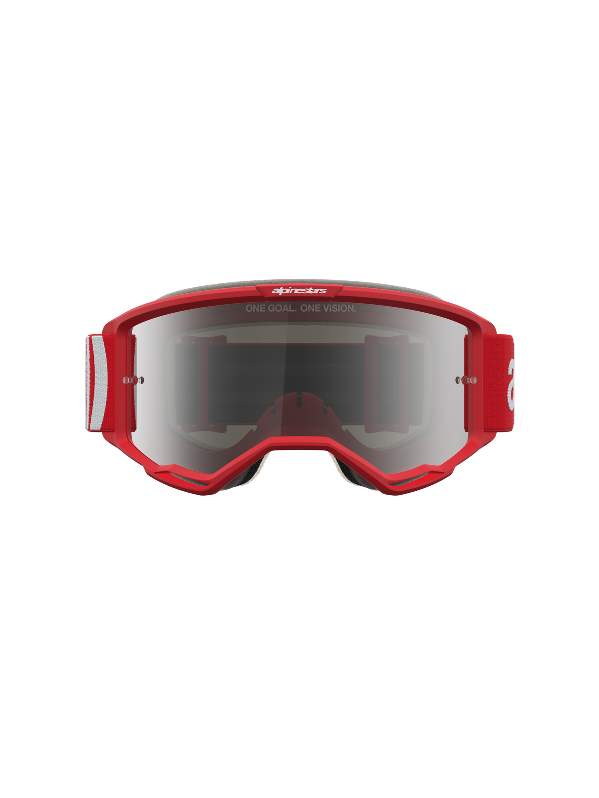 Alpinestars Maschere Vision 5 Hone, maschere da motocross per uomo, rosse e bianche, con lente argento a specchio e sistema di ventilazione RAM-AIR, montatura flessibile A-FLEX per prestazioni off-road.