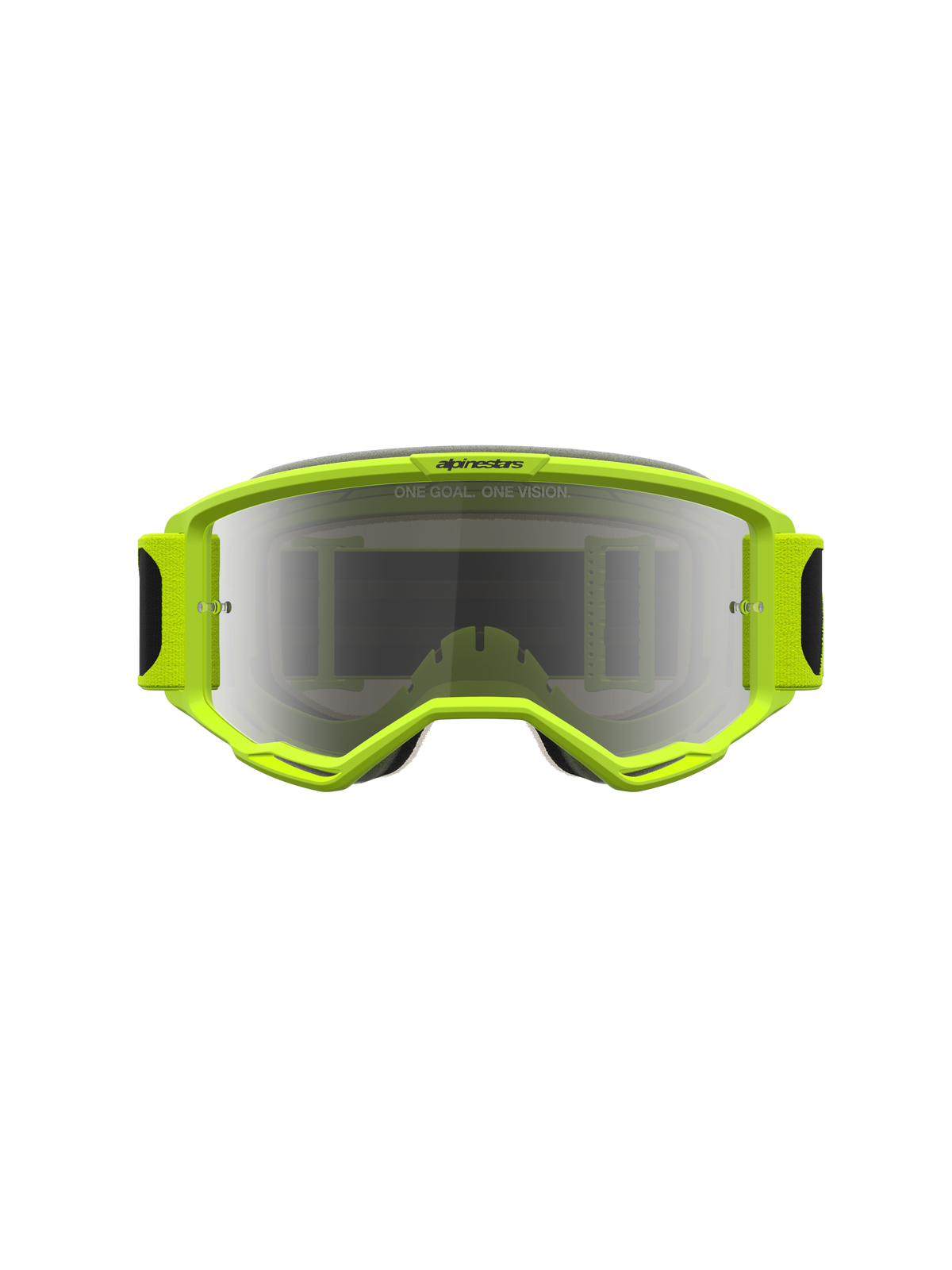 Alpinestars Maschere Vision 5 Rora, maschere da motocross giallo fluo e nero, lente argento a specchio, ventilazione RAM-AIR.