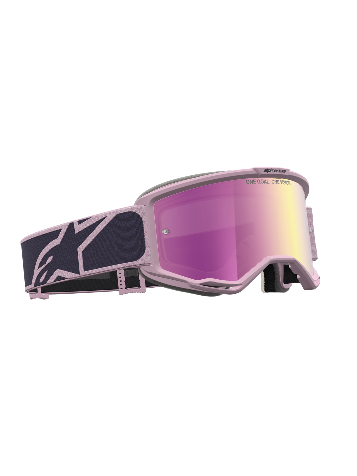 Alpinestars Maschere Vision 5 Rora, maschere da motocross per off-road, rosa e grigio, lente a specchio rosa, sistema di ventilazione RAM-AIR e montatura flessibile A-FLEX.
