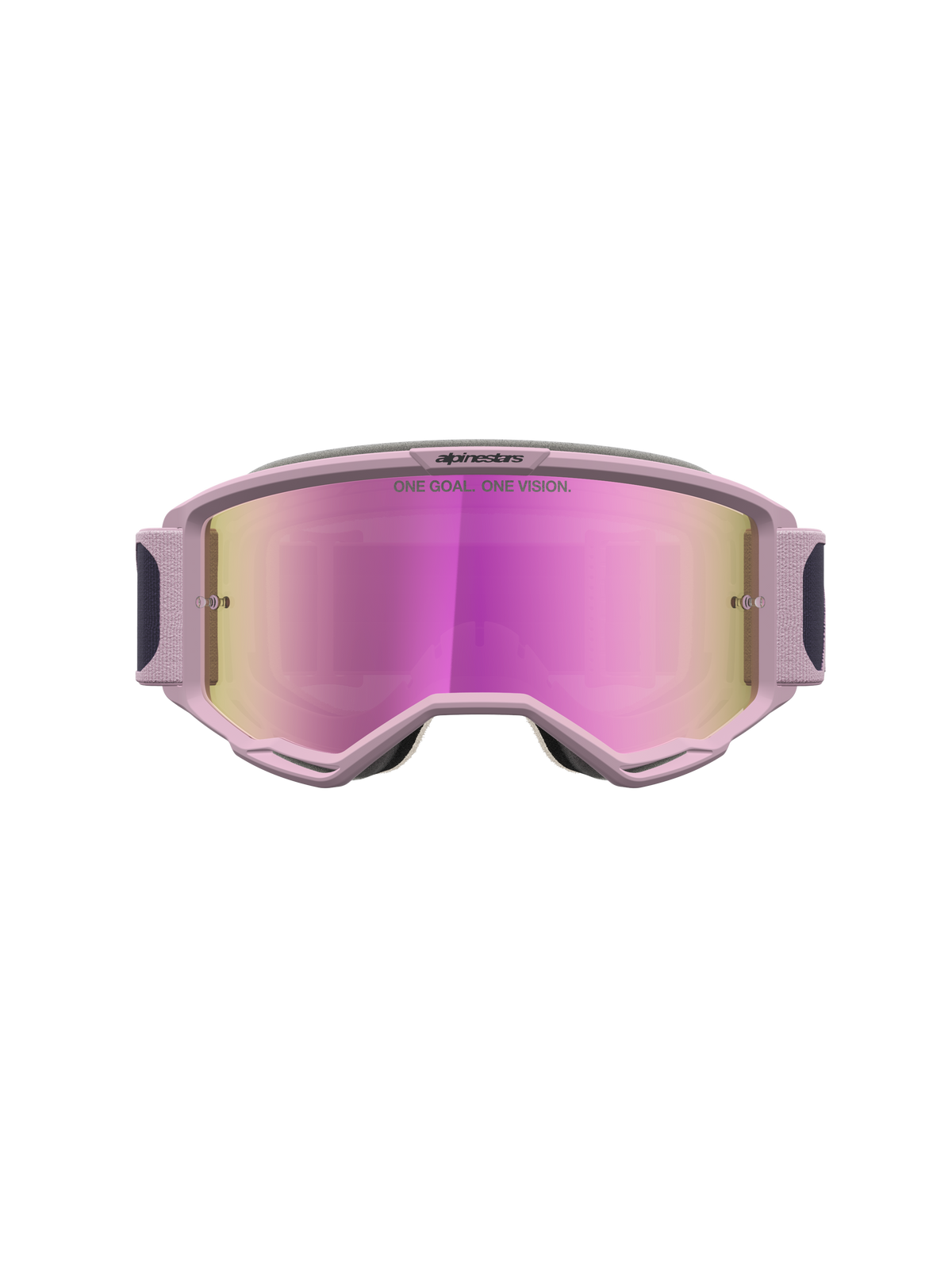 Alpinestars maschere Vision 5 Rora, maschere da motocross grigio e rosa con lente a specchio rosa e montatura A-FLEX.