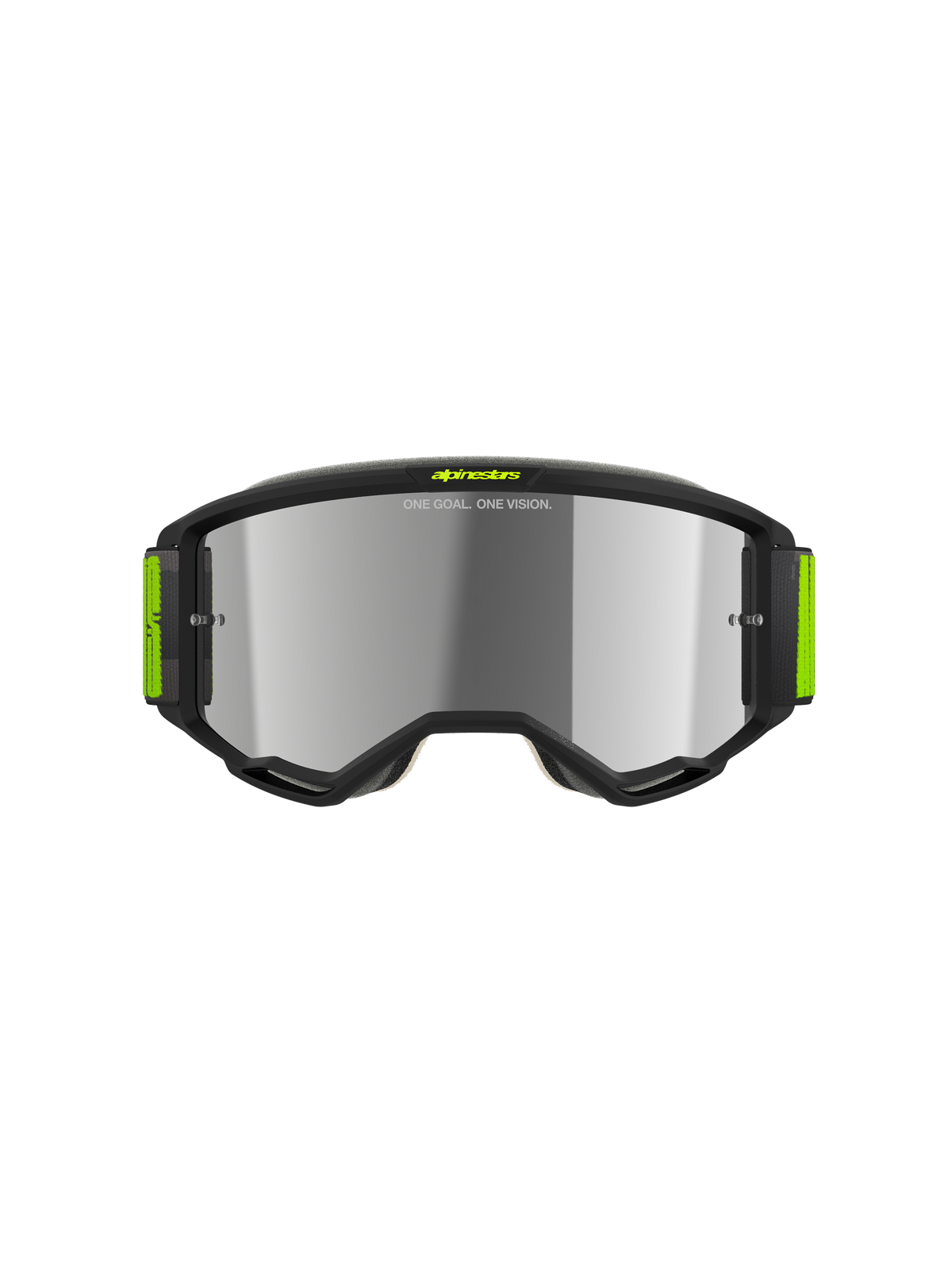 Alpinestars Vision 5 Hollow Goggles, occhiali da motocross, grigio antracite e giallo fluo, lente a specchio argento, elegante montatura grigio antracite con accenti gialli brillanti e ampia fascia intrecciata, protezione per gli occhi ad alte prestazioni per corse fuoristrada