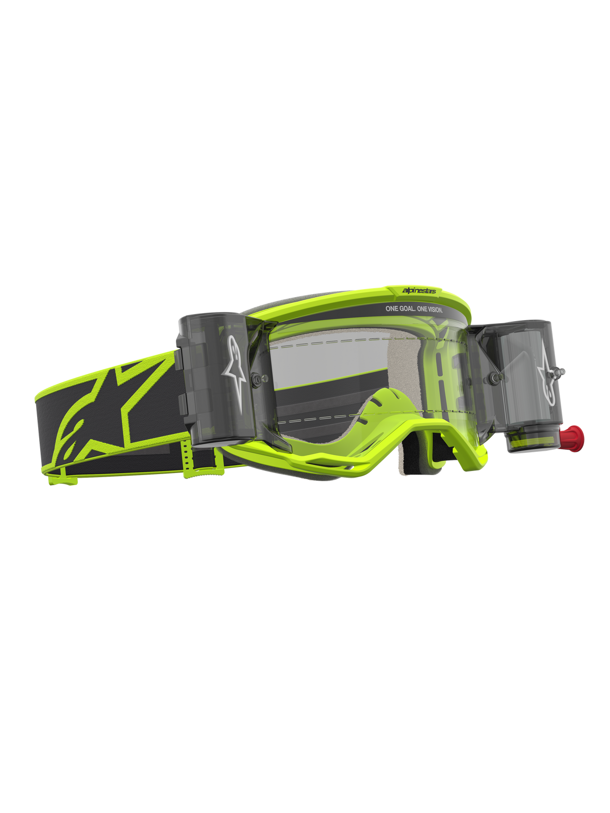 Alpinestars Maschere Vision 5 Rora Roll Off, maschere motocross, giallo fluo e nero, lente trasparente con sistema Roll Off