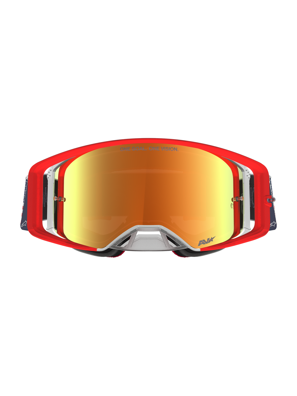 Alpinestars Supertech Limited Edition Fiftyfold, maschere da motocross rosse e blu con lenti a specchio rosse riflettenti, design aerodinamico per off-road e dirt bike