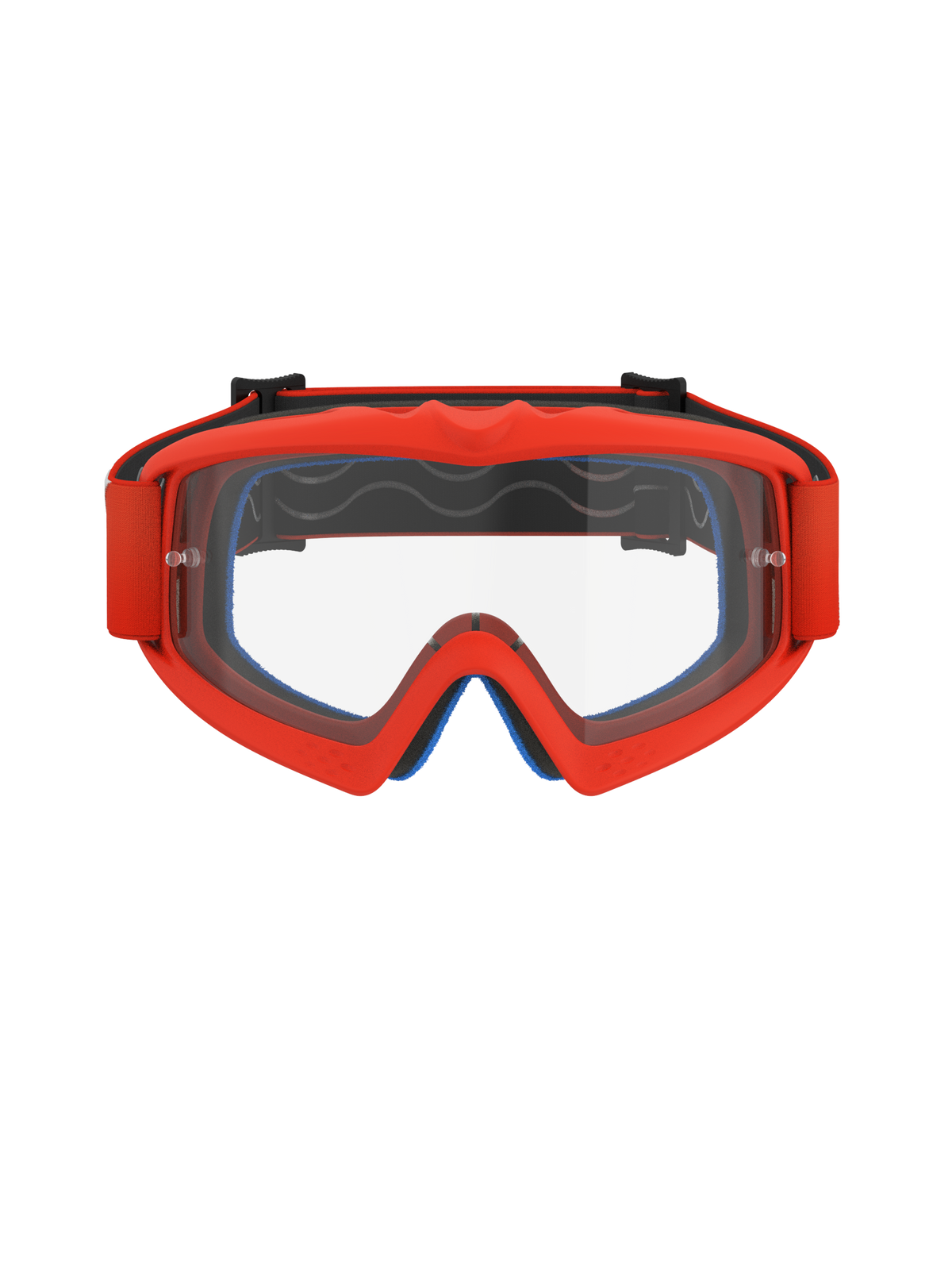 Alpinestars Vision Youth Corp Goggles, occhiali da motocross, arancione con lente trasparente, montatura arancione brillante e cinturino coordinato, schiuma facciale blu visibile all'interno, lente antiappannamento trasparente con supporti per tear-off, progettati per giovani piloti, occhiali da corsa fuoristrada ad alte prestazioni