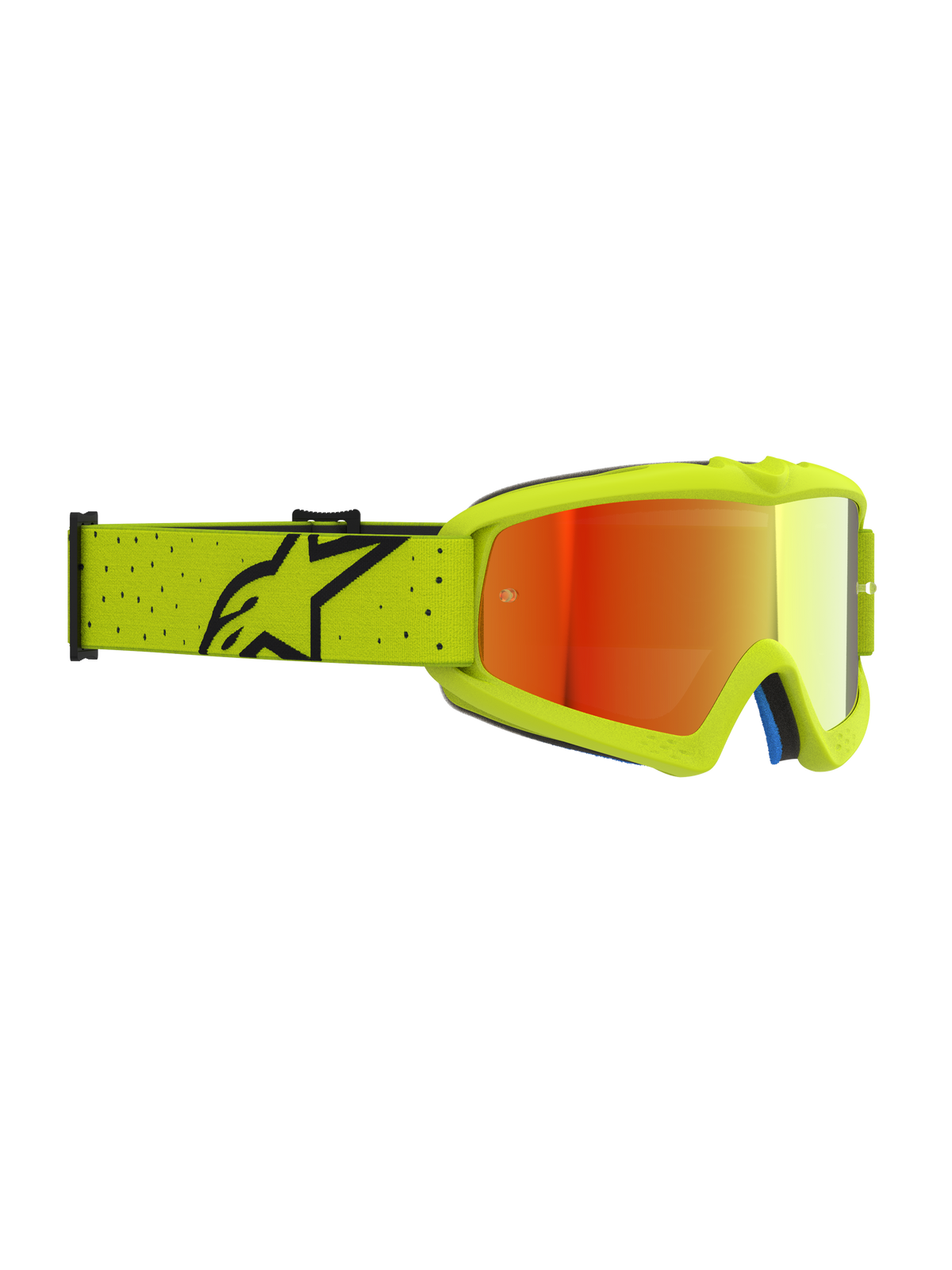 Alpinestars Maschere Vision Vesta Ragazzo, maschere motocross giallo fluo, lente rossa specchiata e fascia regolabile.