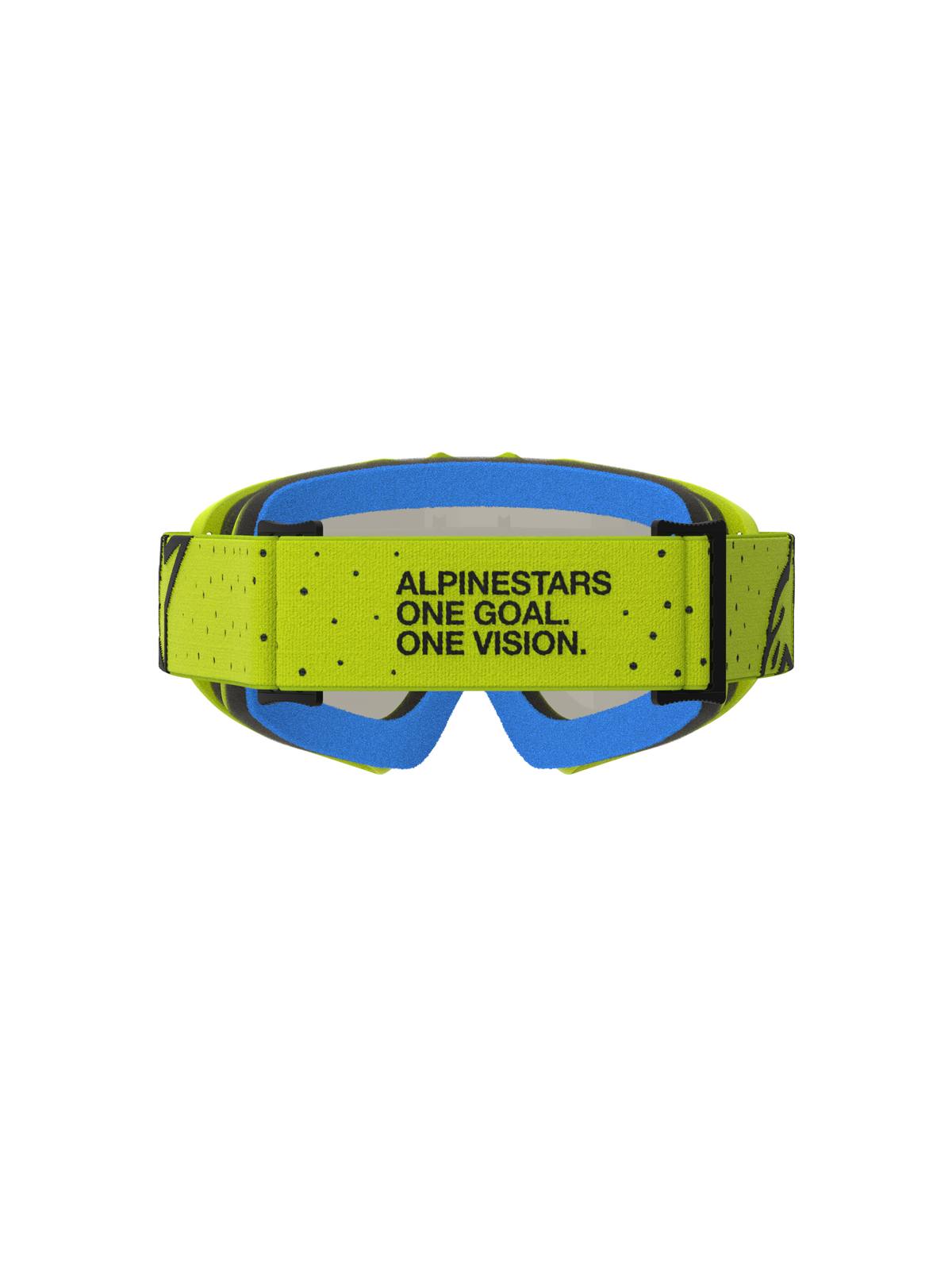 Alpinestars maschere Vision Vesta Ragazzo, maschere da motocross per ragazzi, giallo fluo e blu, fascia posteriore con motto One Goal. One Vision.