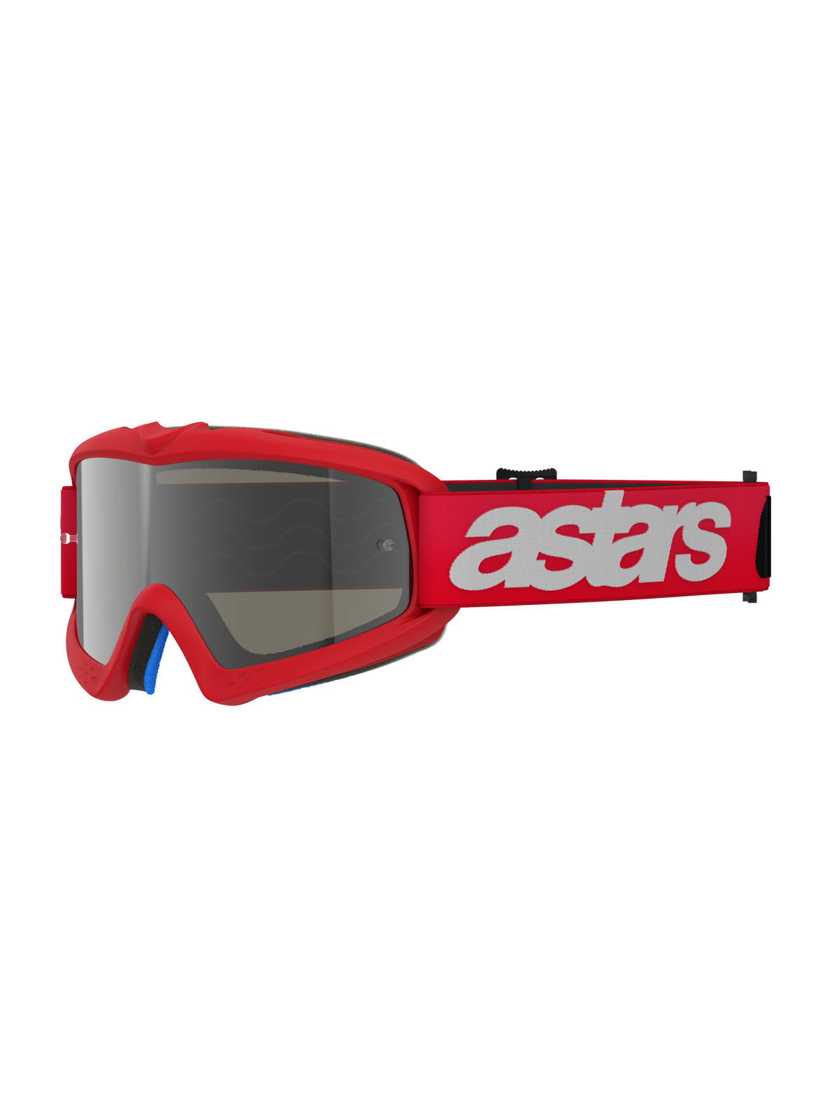 Alpinestars Vision Youth Blaze Goggles, occhiali da motocross, rosso e argento specchiato, montatura rossa con lente a specchio argento, ampia fascia rossa con logo astars bianco, protezione professionale per giovani piloti off-road