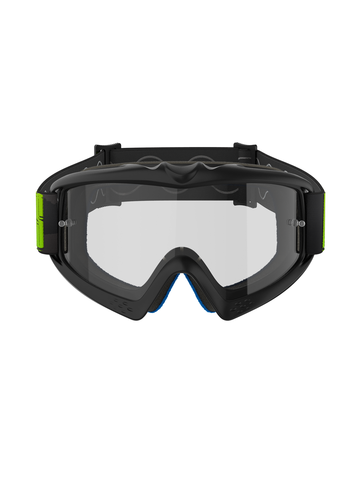 Alpinestars Vision Youth Hollow Goggles, maschere da motocross, grigio antracite e giallo fluo, lente trasparente antiappannamento con supporti per tear-off, fascia tessuta nera con dettagli giallo fluorescente, occhiali protettivi off-road per giovani piloti
