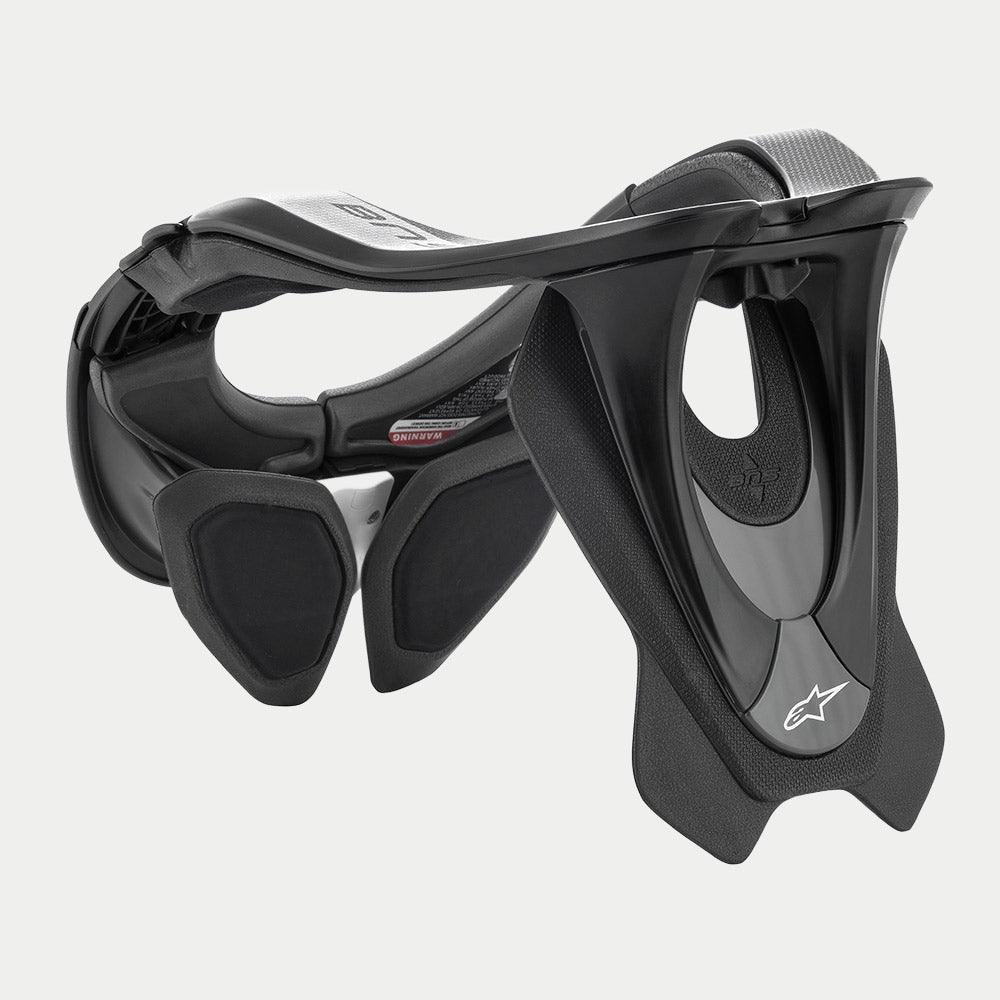 Alpinestars BNS Tech 2 Neck Support, protezione per il collo da motocross, nero e grigio freddo, costruzione avanzata in polimero al carbonio, telaio ergonomico con stabilizzatore posteriore e interno imbottito, protezione leggera per la guida fuoristrada