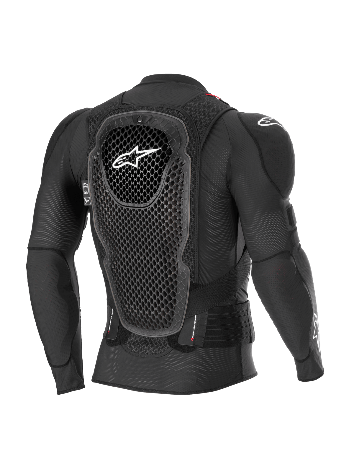 Giacca protettiva Alpinestars Bionic Pro V3 Plasma, nero, vista posteriore che evidenzia il paraschiena con tecnologia Cell, struttura in rete traspirante e protezioni integrate per le spalle, abbigliamento protettivo per motocross