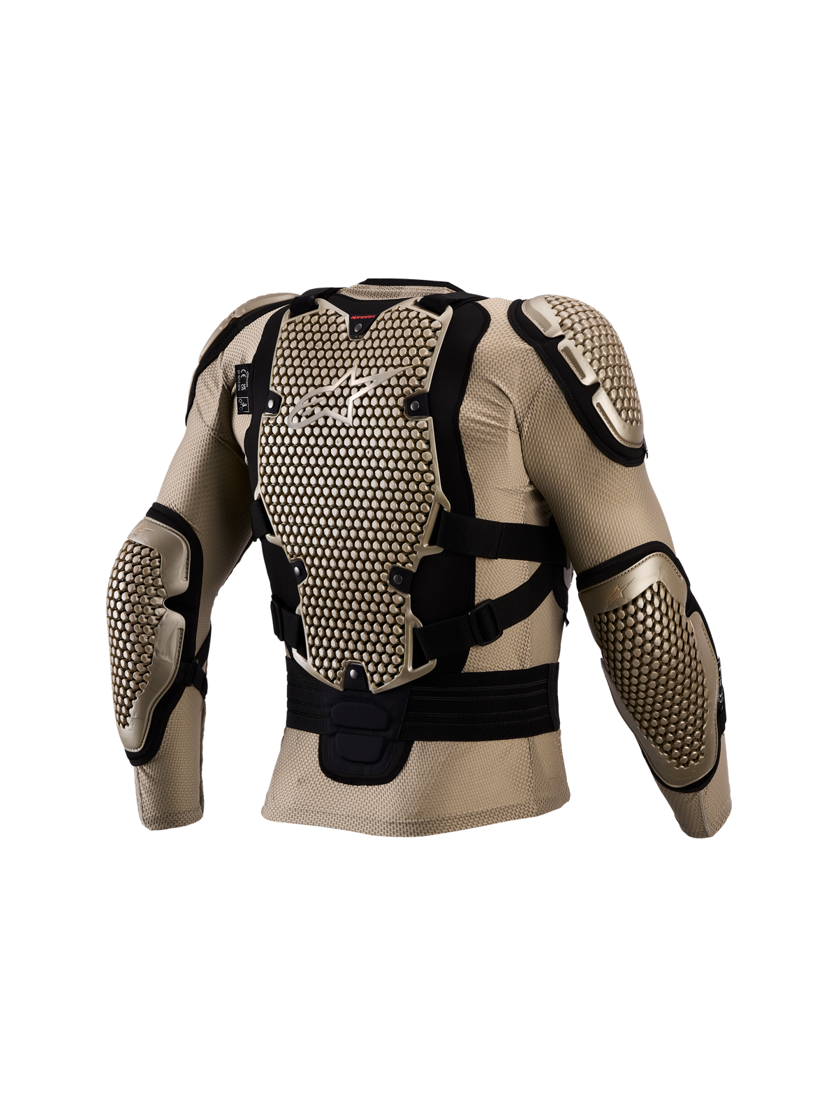 Alpinestars Giacca protettiva Bionic Action V3, protezione corpo motocross da uomo, color alluminio e nero, vista posteriore con paraschiena e gomitiere, certificata CE.