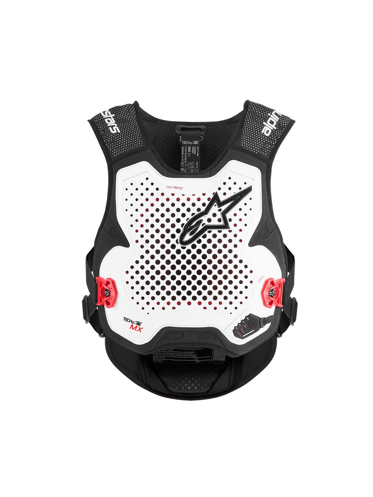 Alpinestars Airbag Tech-Air® MX, gilet airbag da motocross e fuoristrada, nero e bianco, certificato CE, con paraschiena Nucleon PLASMA integrato